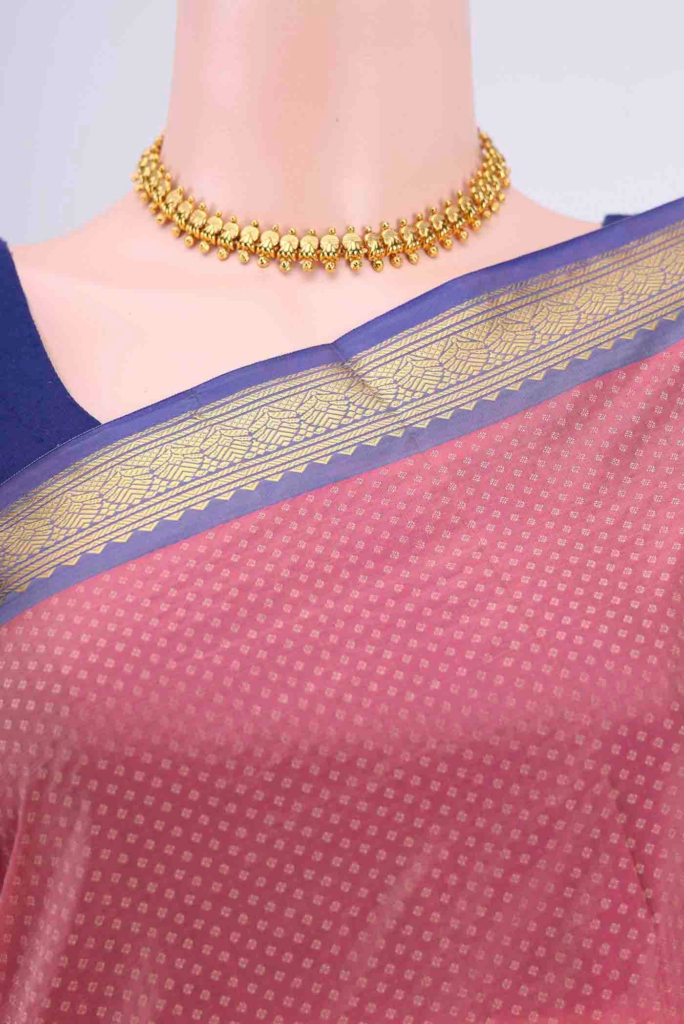 Peach Dual Tone Blended Bangalore Silk Saree - Image 2