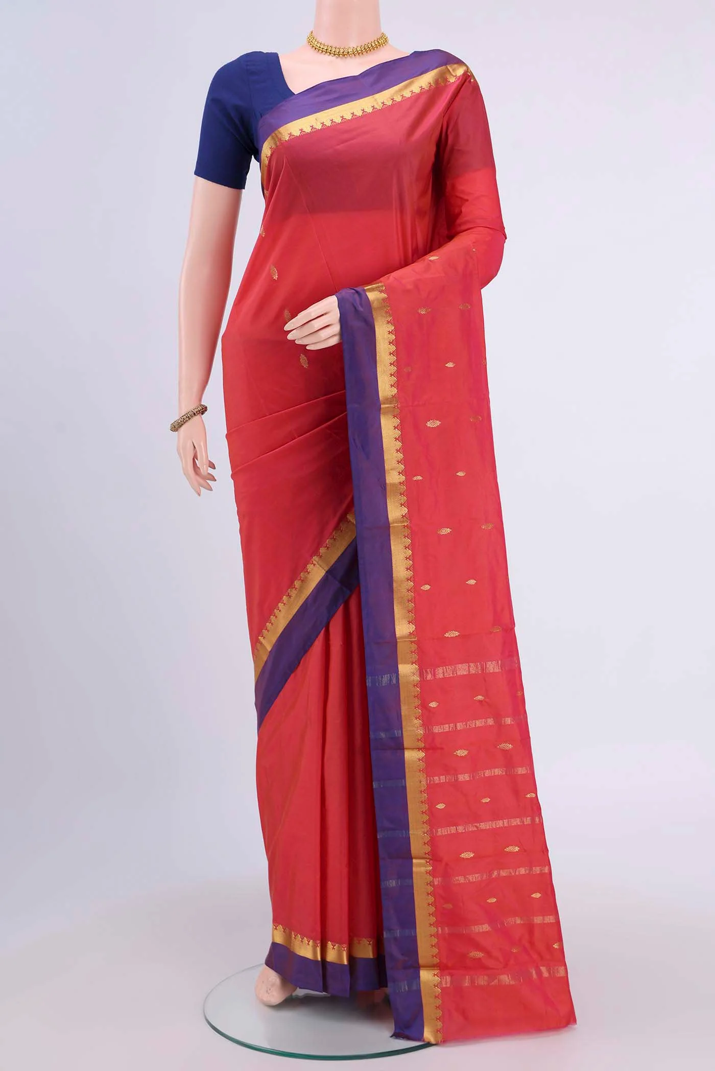 Peach Dual Tone Blended Bangalore Silk Saree