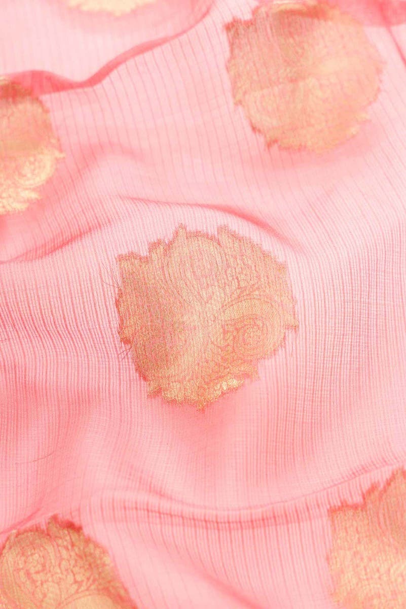 Peach Dual Tone Blended Kota Silk Saree - Image 3