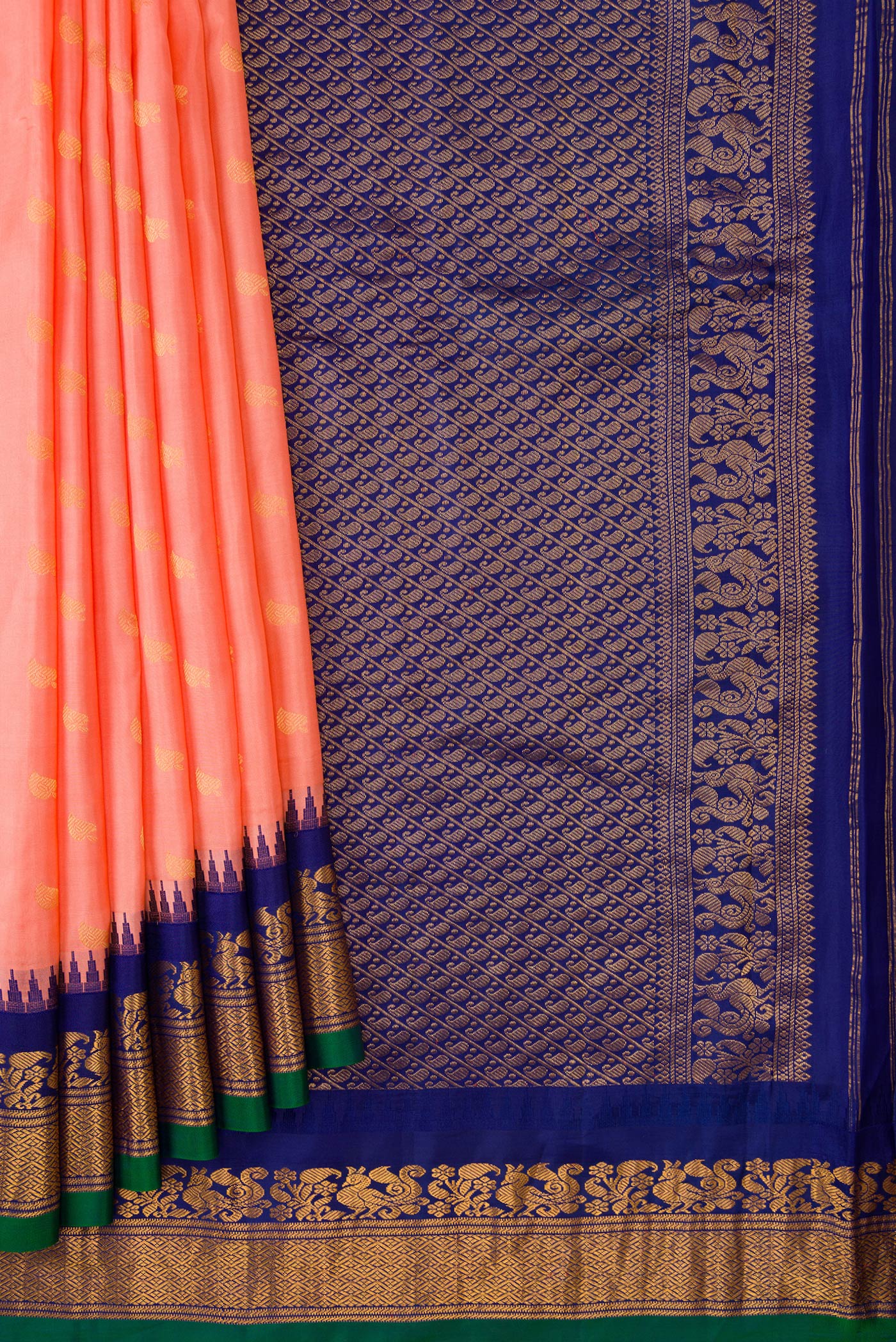 Peach Gadwal Silk Saree - Image 4