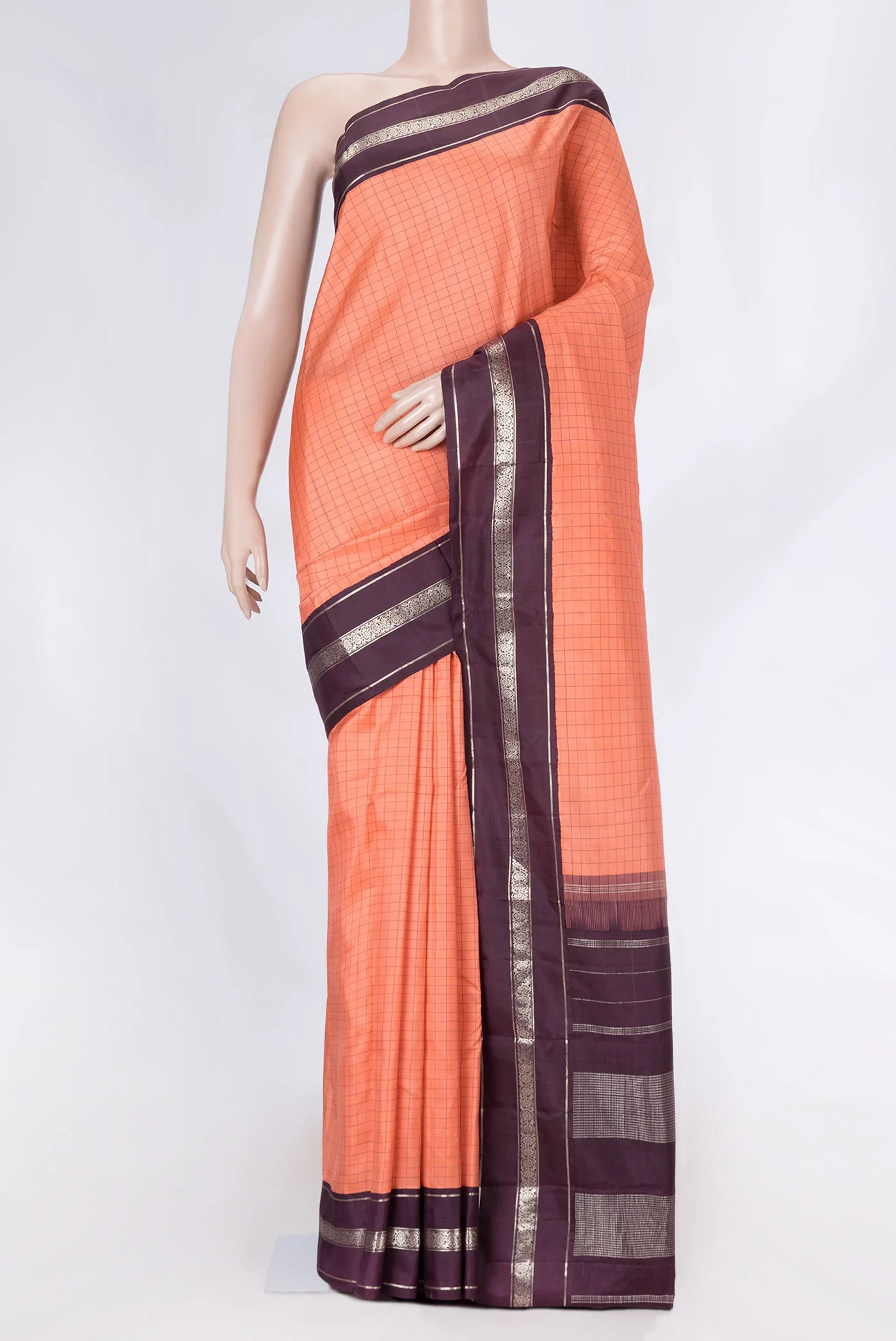 Peach Dual Tone Kanjivaram Saree