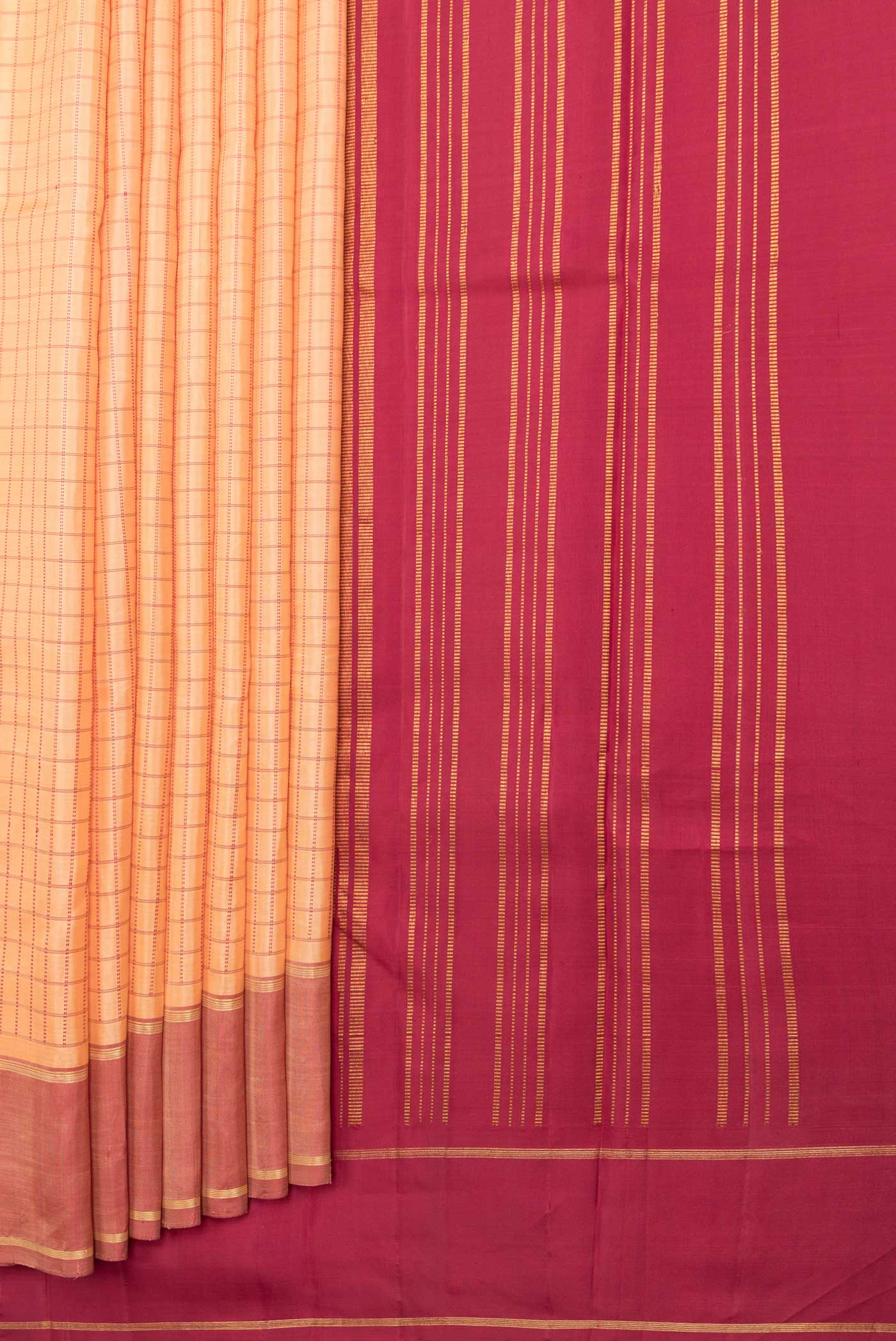Peach Dual Tone Kanchipuram Saree - Image 4