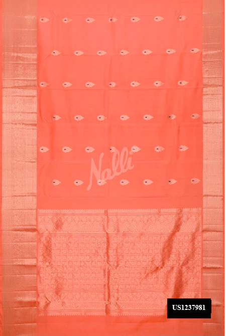 Peach Dual Tone Kanchipuram Silk Saree