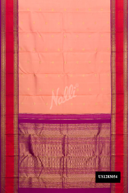 Peach Dual Tone Kanchipuram Silk Saree