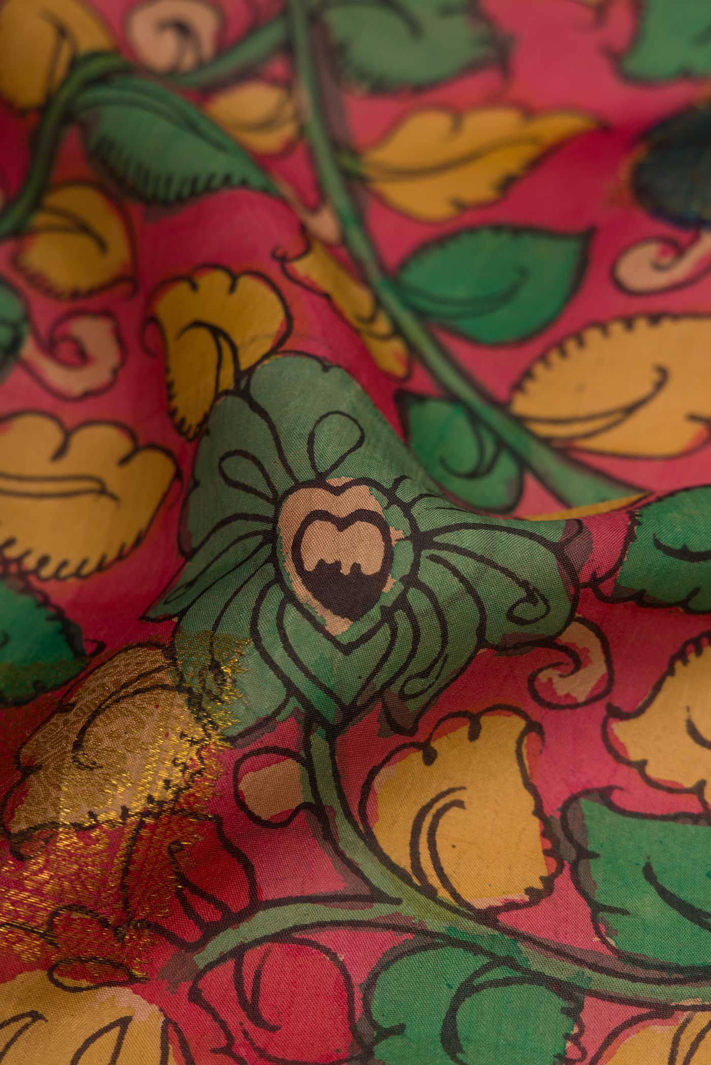 Coral Kanchipuram Silk Saree - Image 3