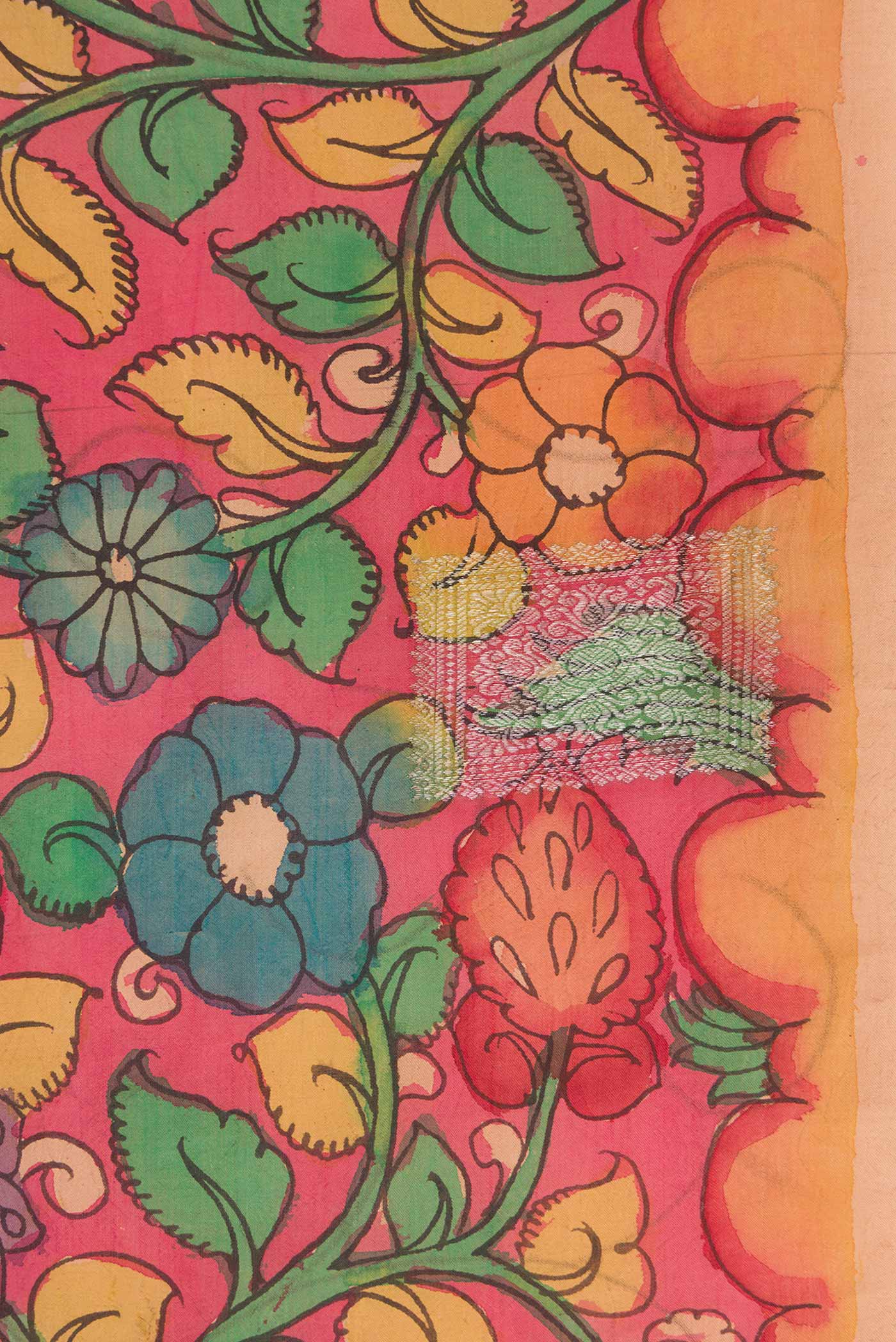 Coral Kanchipuram Silk Saree - Image 4