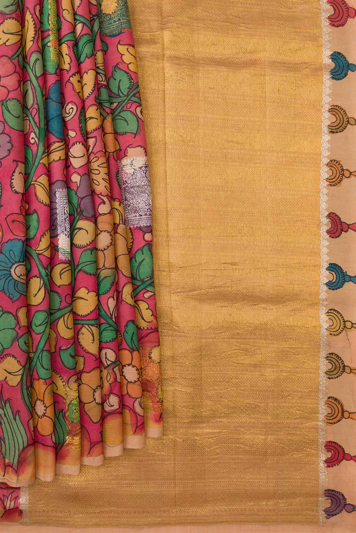 Coral Kanchipuram Silk Saree - Image 5