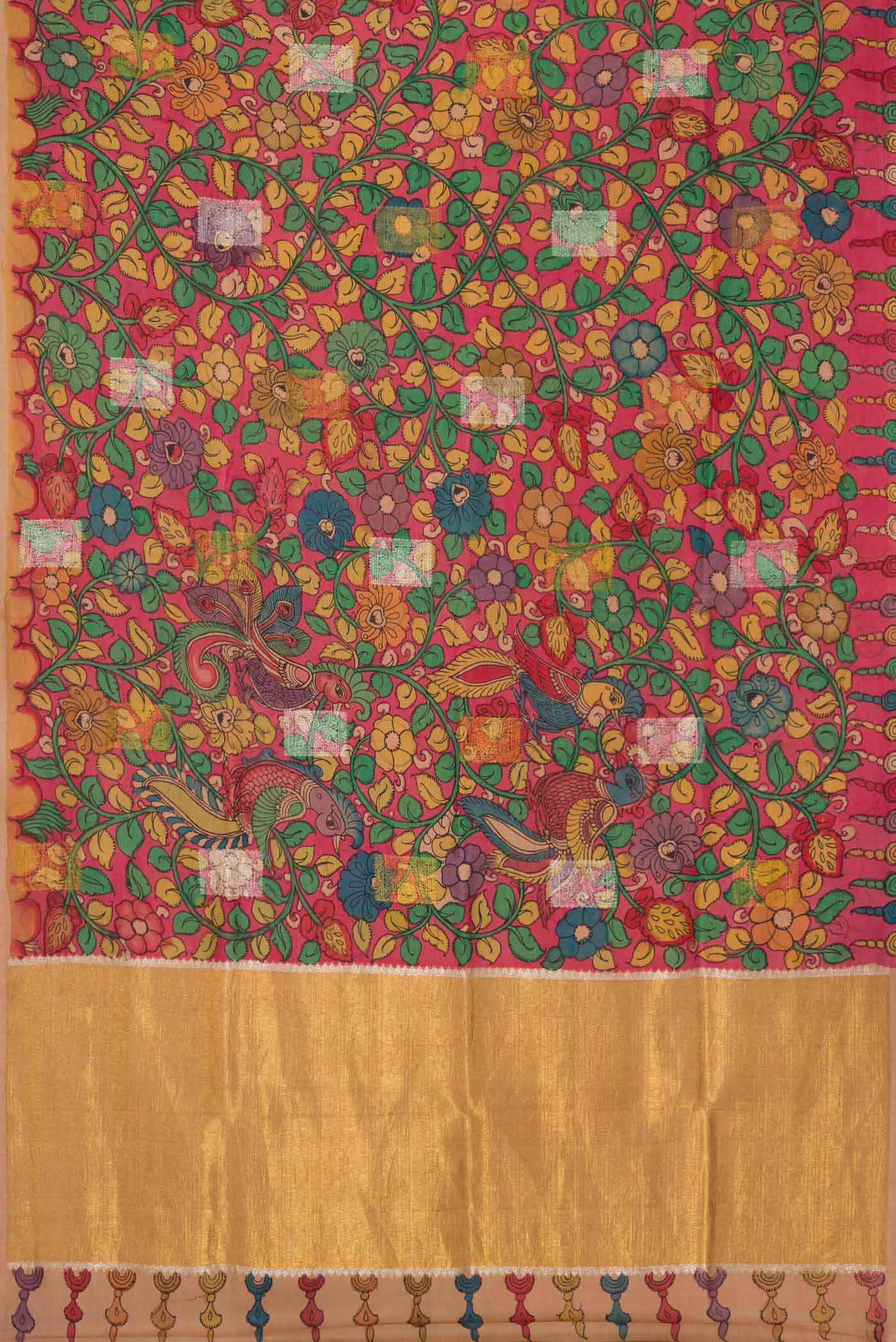 Coral Kanchipuram Silk Saree - Image 7