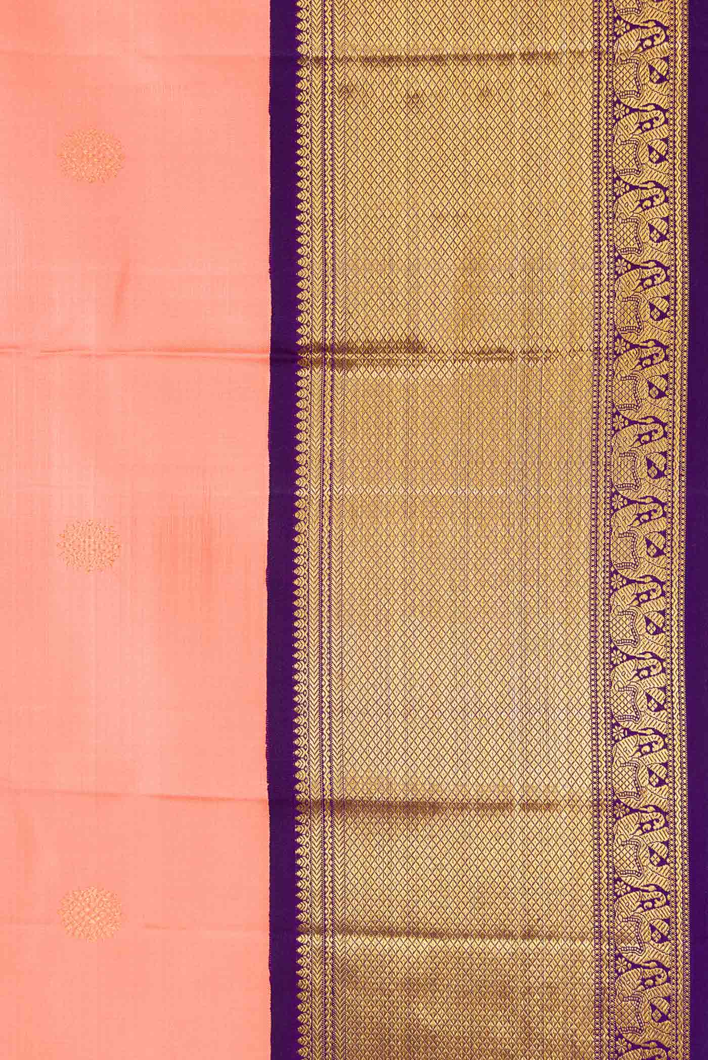 Peach Kanchipuram Silk Saree - Image 3