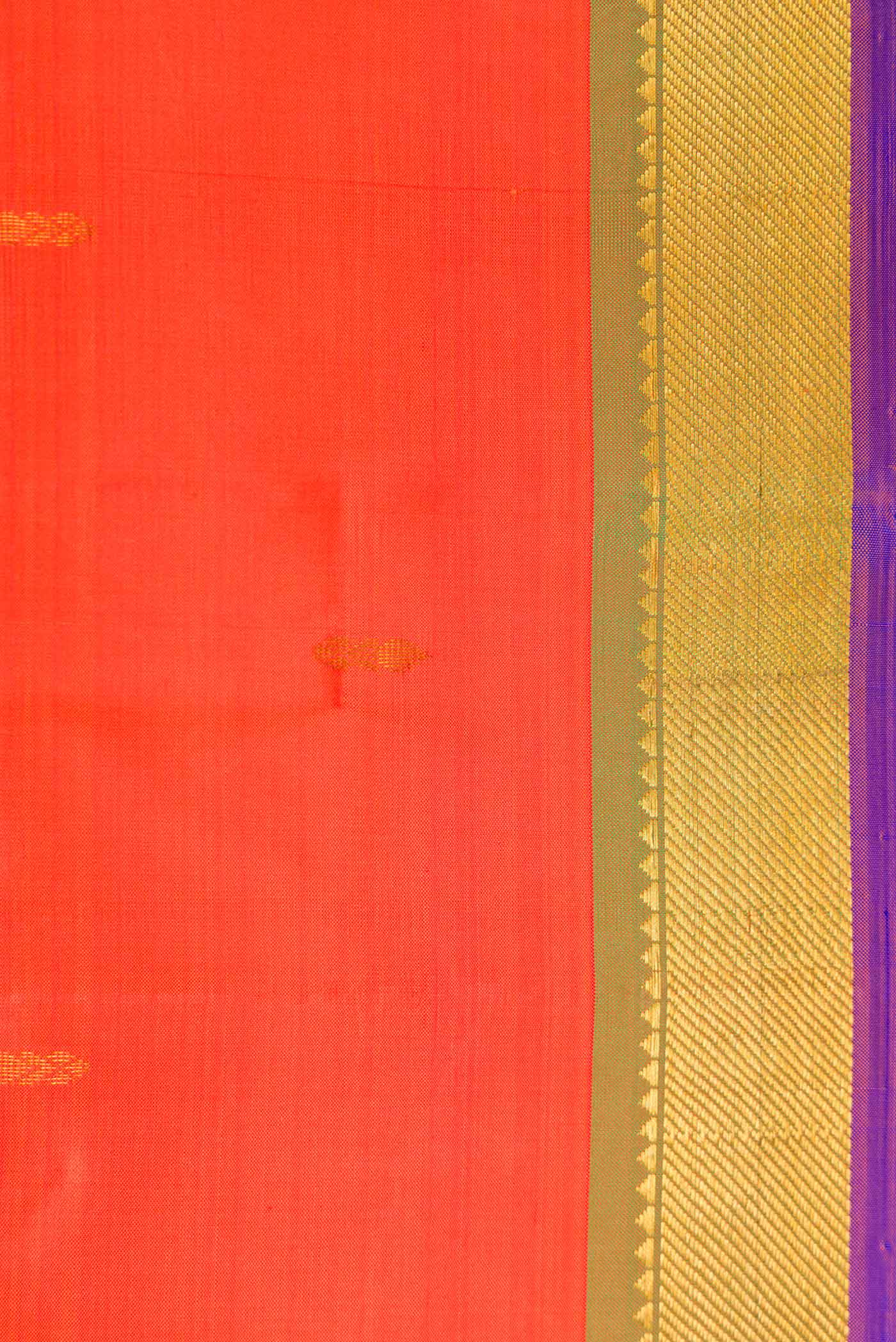 Orange Kanchipuram Silk Saree - Image 3