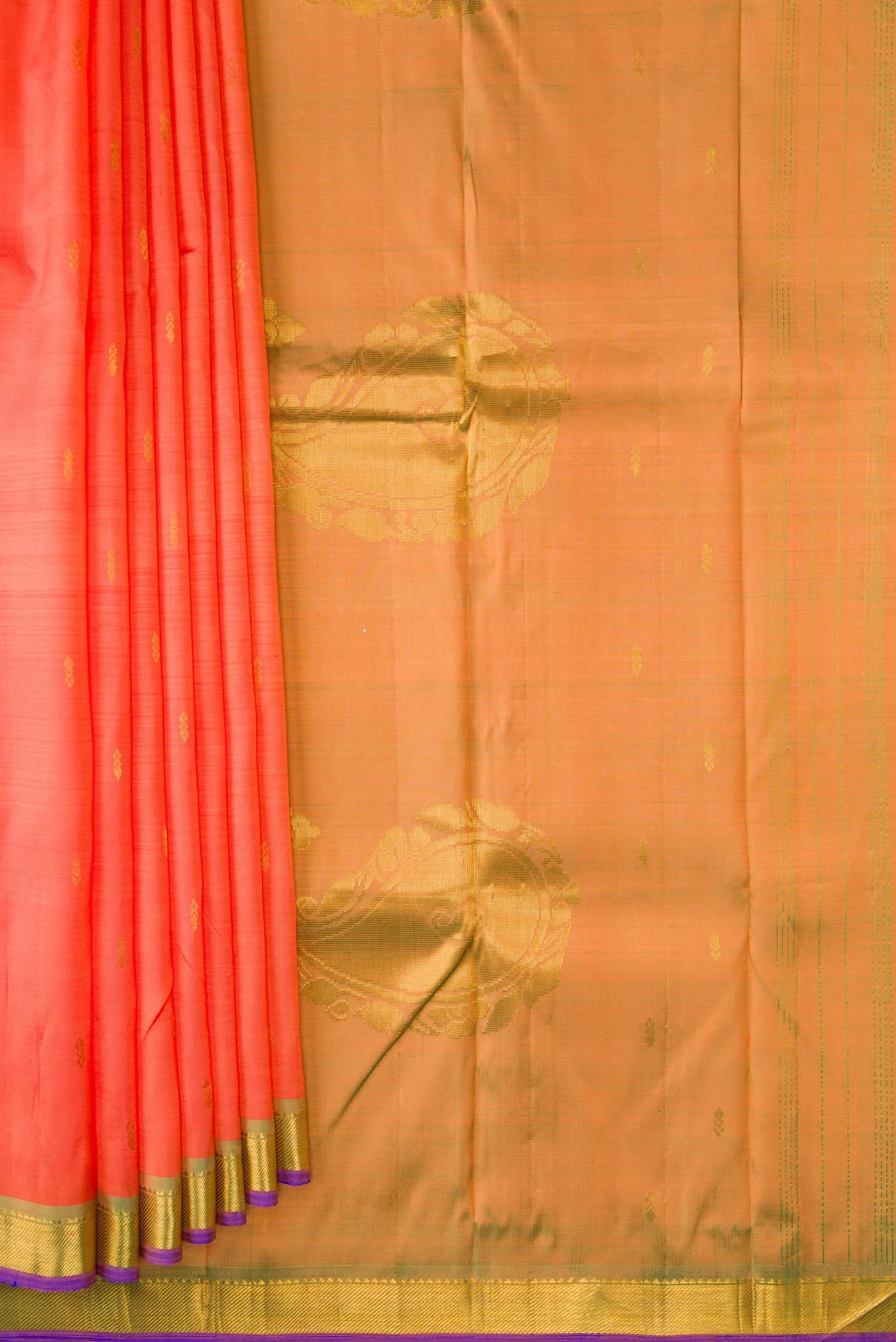 Orange Kanchipuram Silk Saree - Image 4