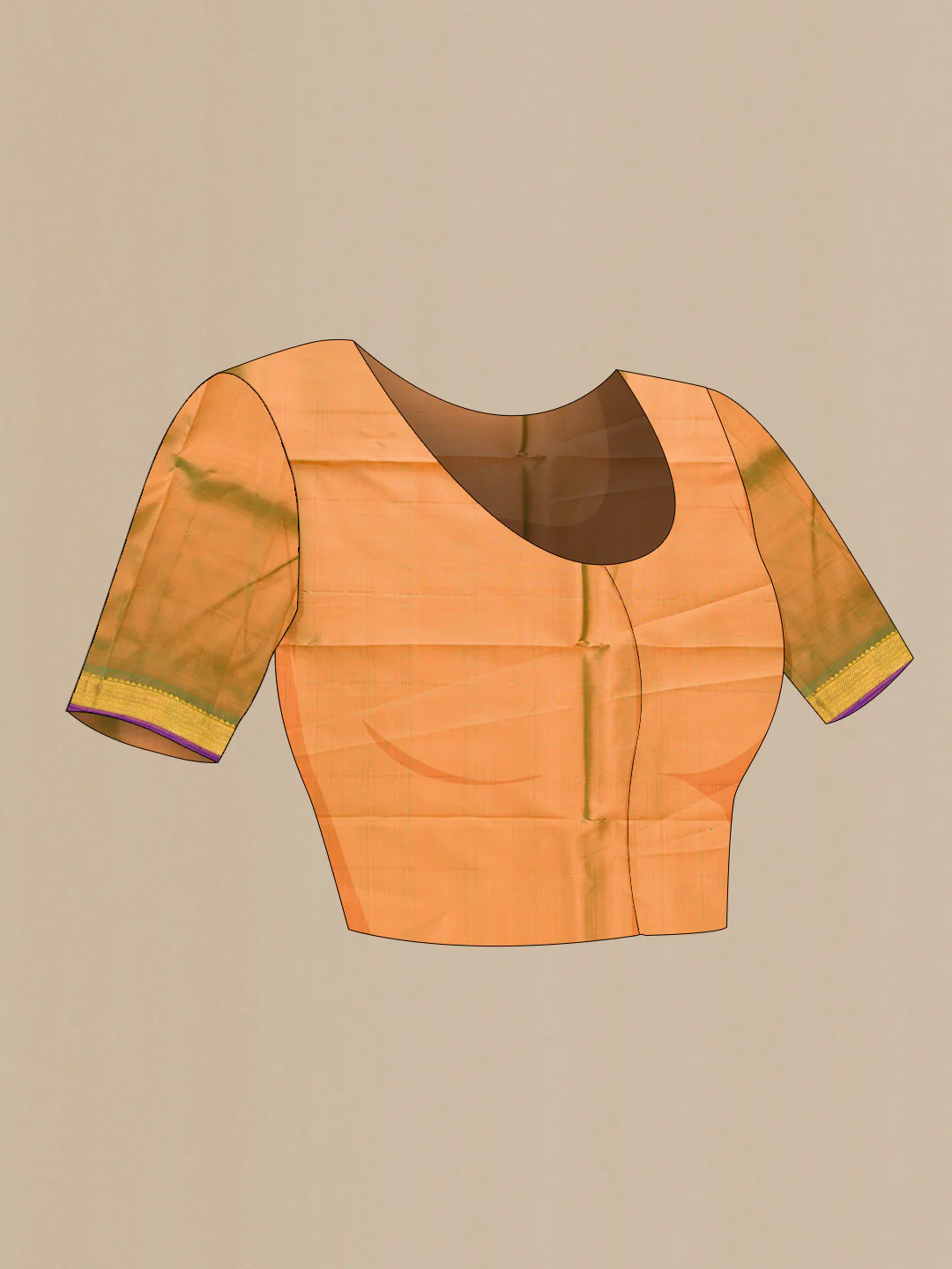 Orange Kanchipuram Silk Saree - Image 5