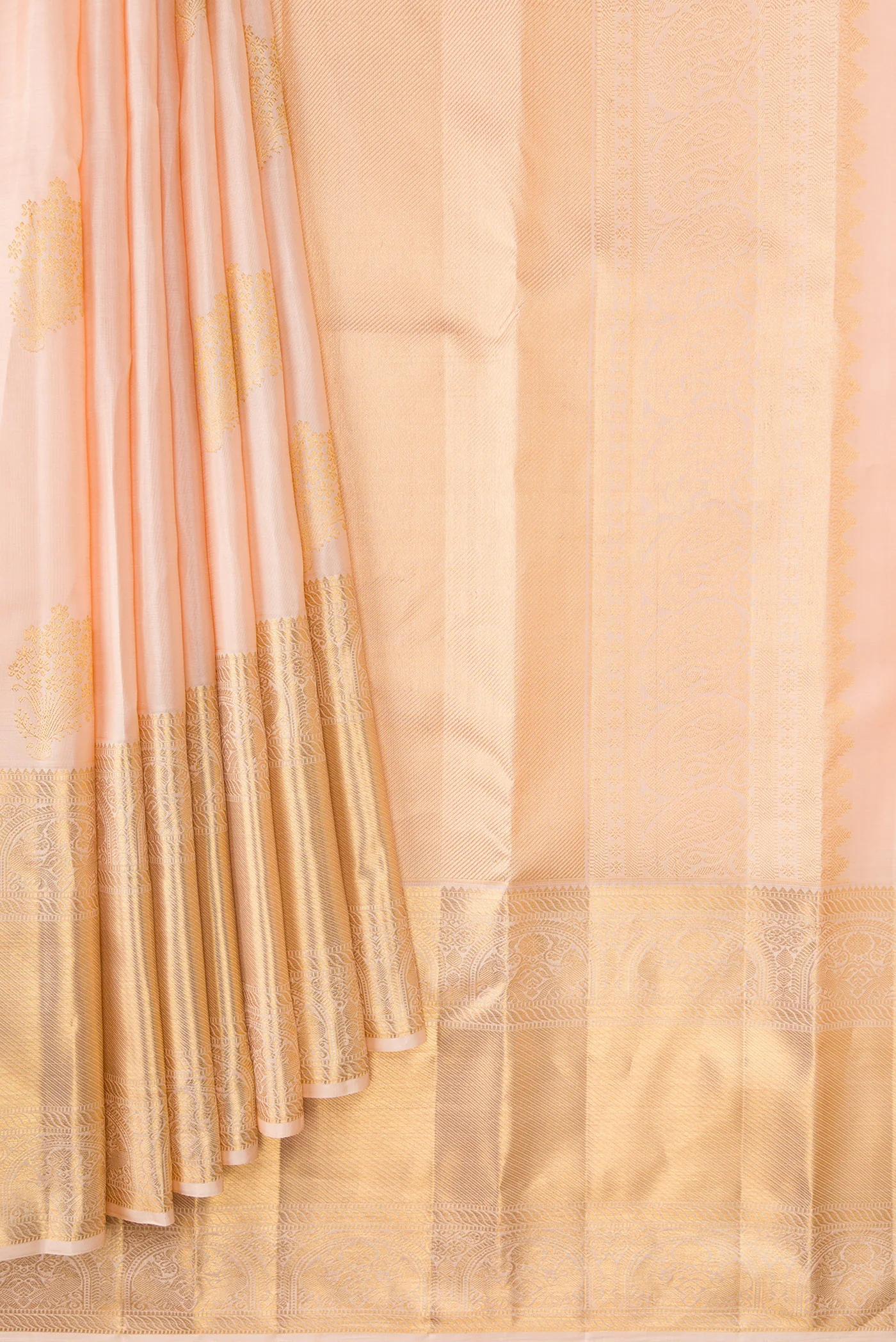 Rose Gold Kanchipuram Silk Saree - Image 4