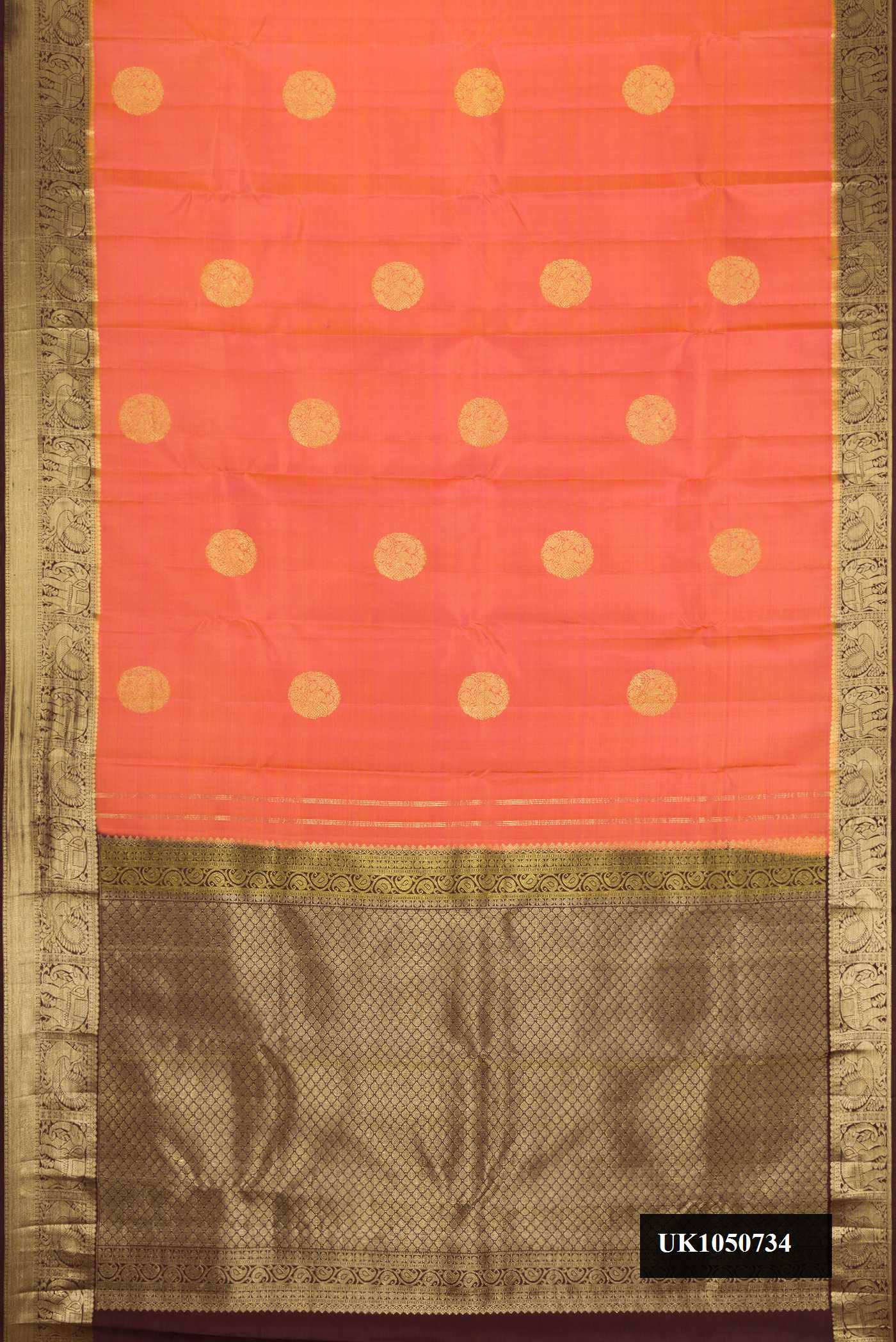 Peach Dual Tone Kanchipuram Silk Saree
