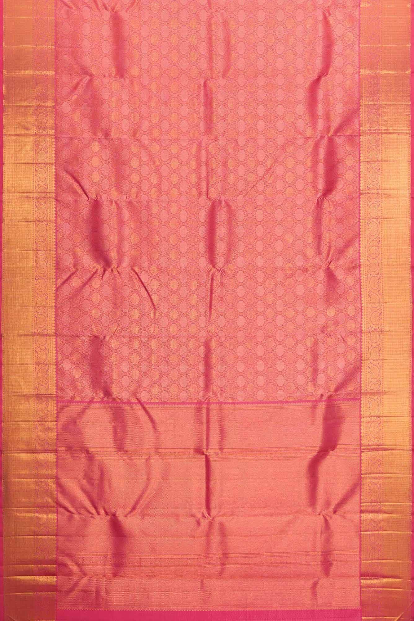 Pure Silk Pure Zari Peach Dual Tone Kanjivaram Saree - Image 4