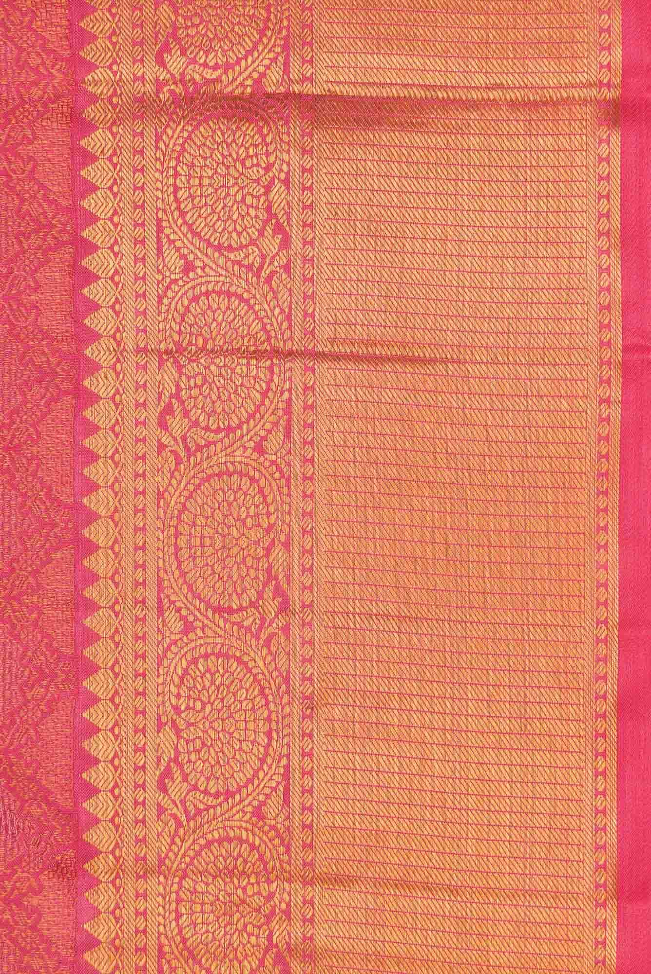 Pure Silk Pure Zari Peach Dual Tone Kanjivaram Saree - Image 5