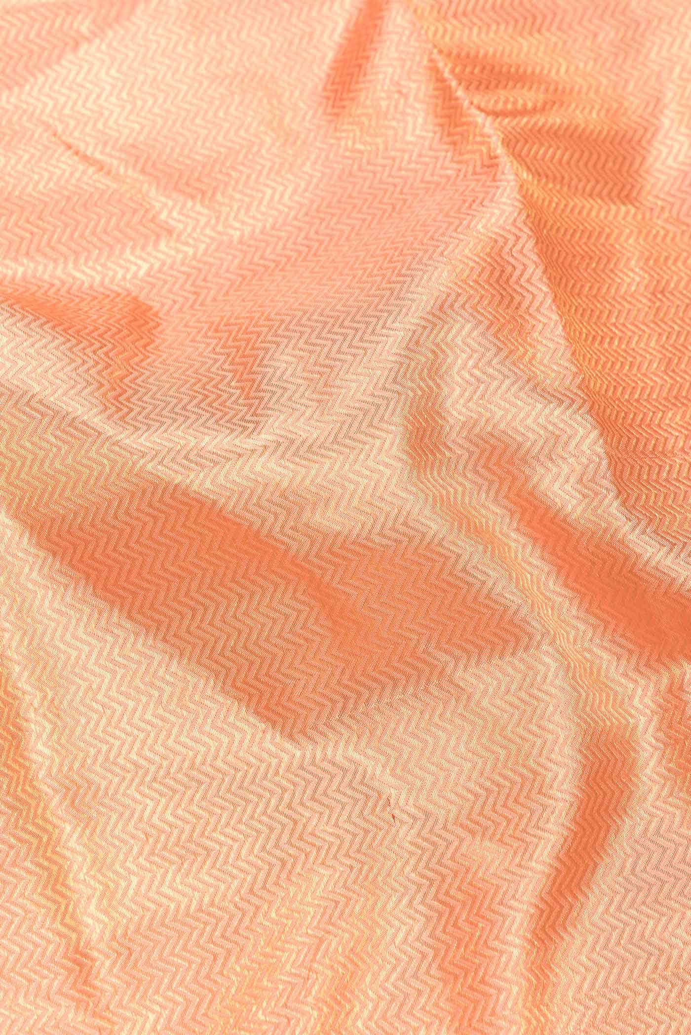 Peach Dual Tone Kanchipuram Silk Saree - Image 3