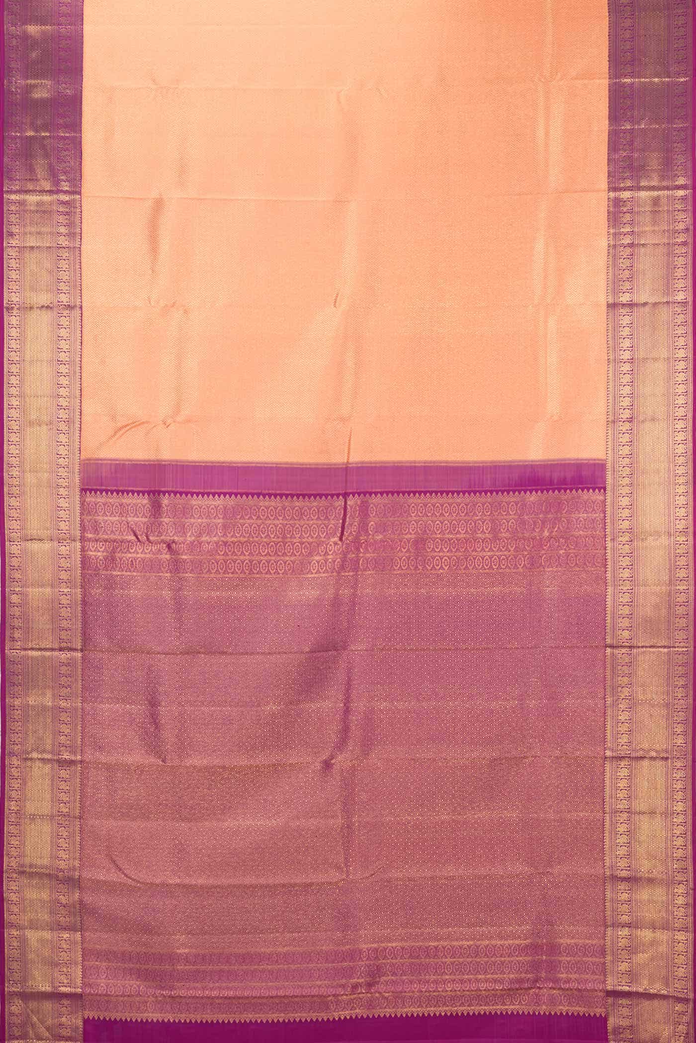 Peach Dual Tone Kanchipuram Silk Saree - Image 4