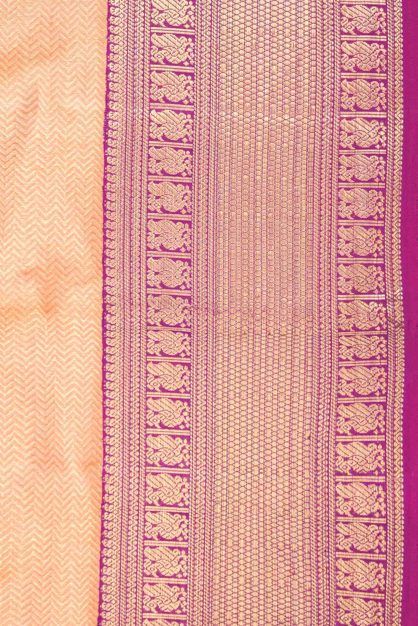 Peach Dual Tone Kanchipuram Silk Saree - Image 6