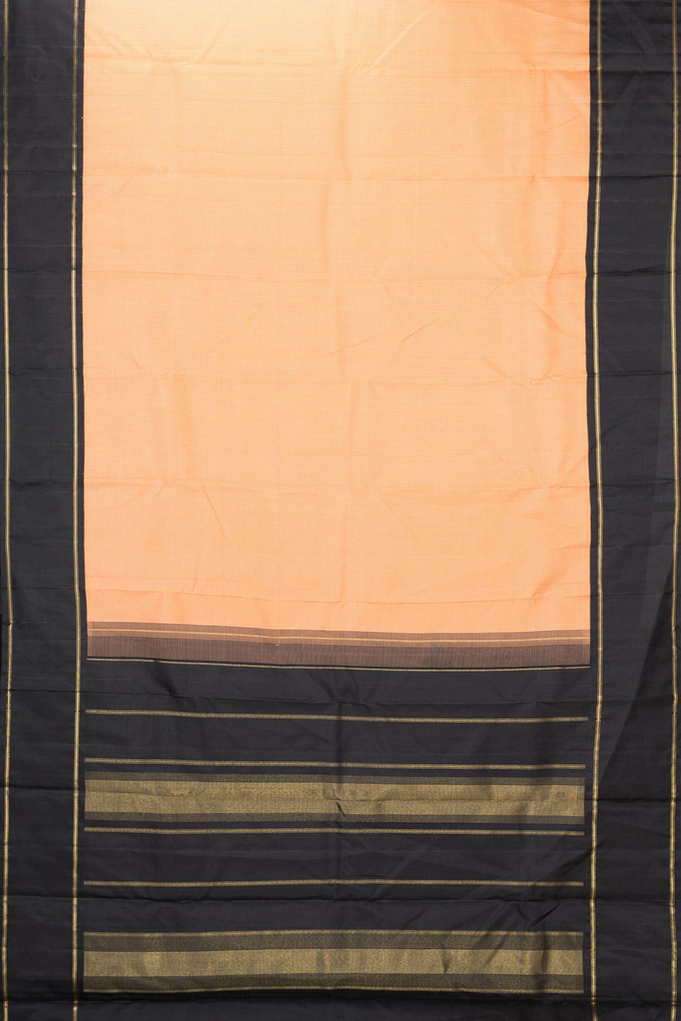 Pure Silk Pure Zari Peach Dual Tone Kanjivaram Saree - Image 4