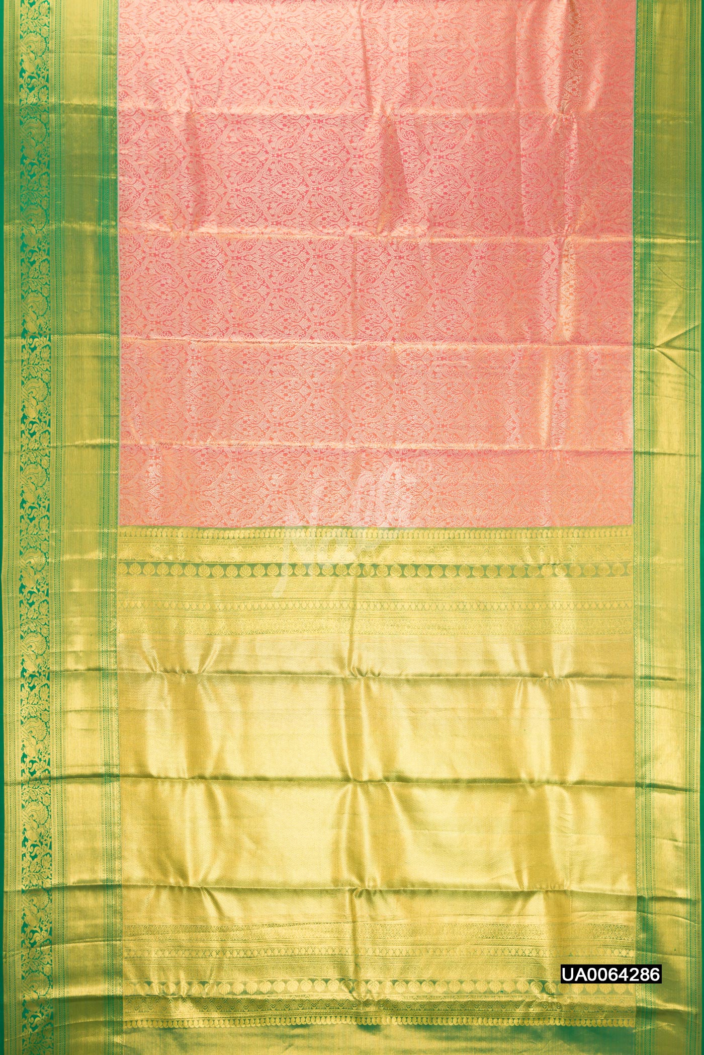 Peach Dual Tone Kanchipuram Tissue Silk Saree