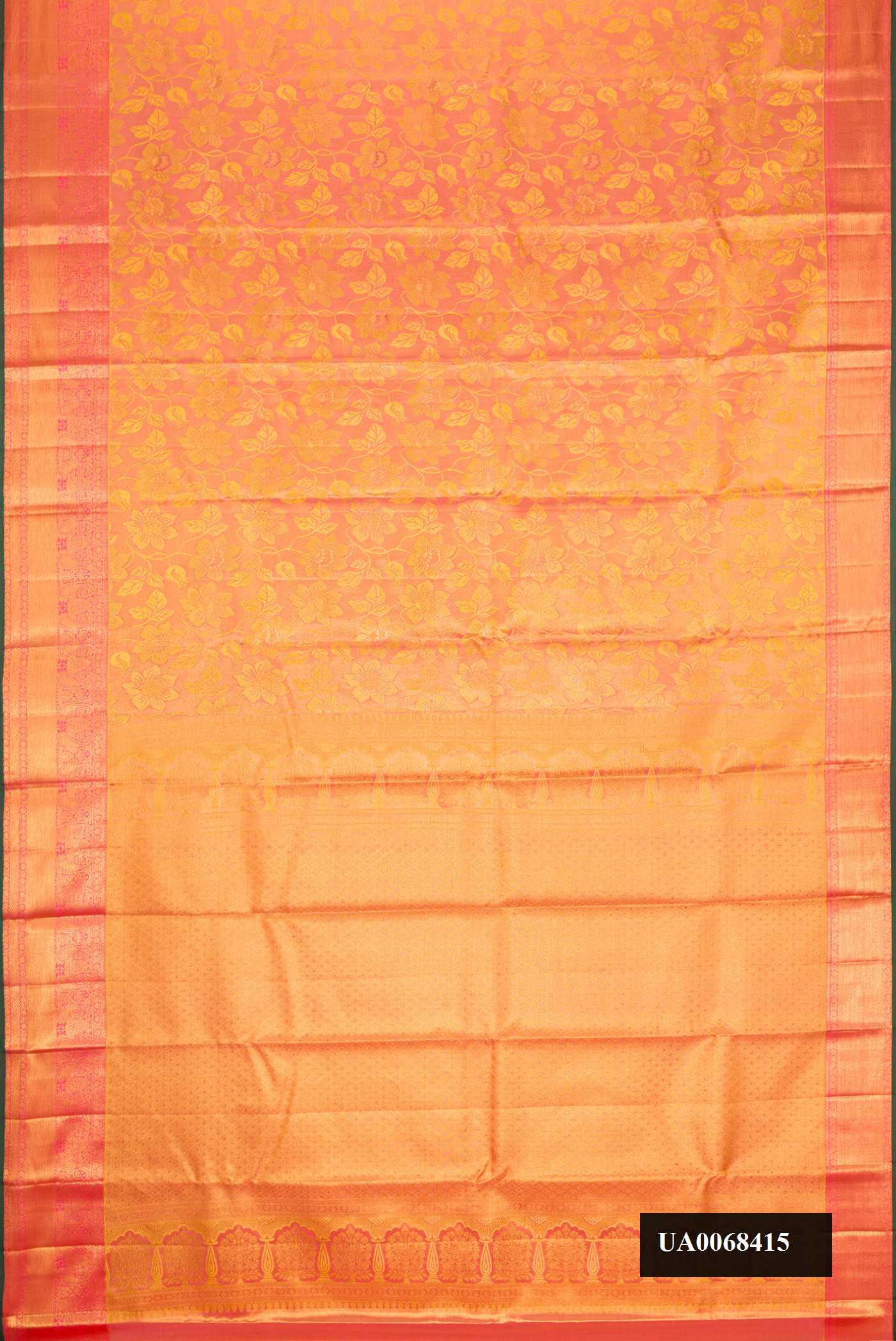 Peach Dual Tone Kanchipuram Tissue Silk Saree