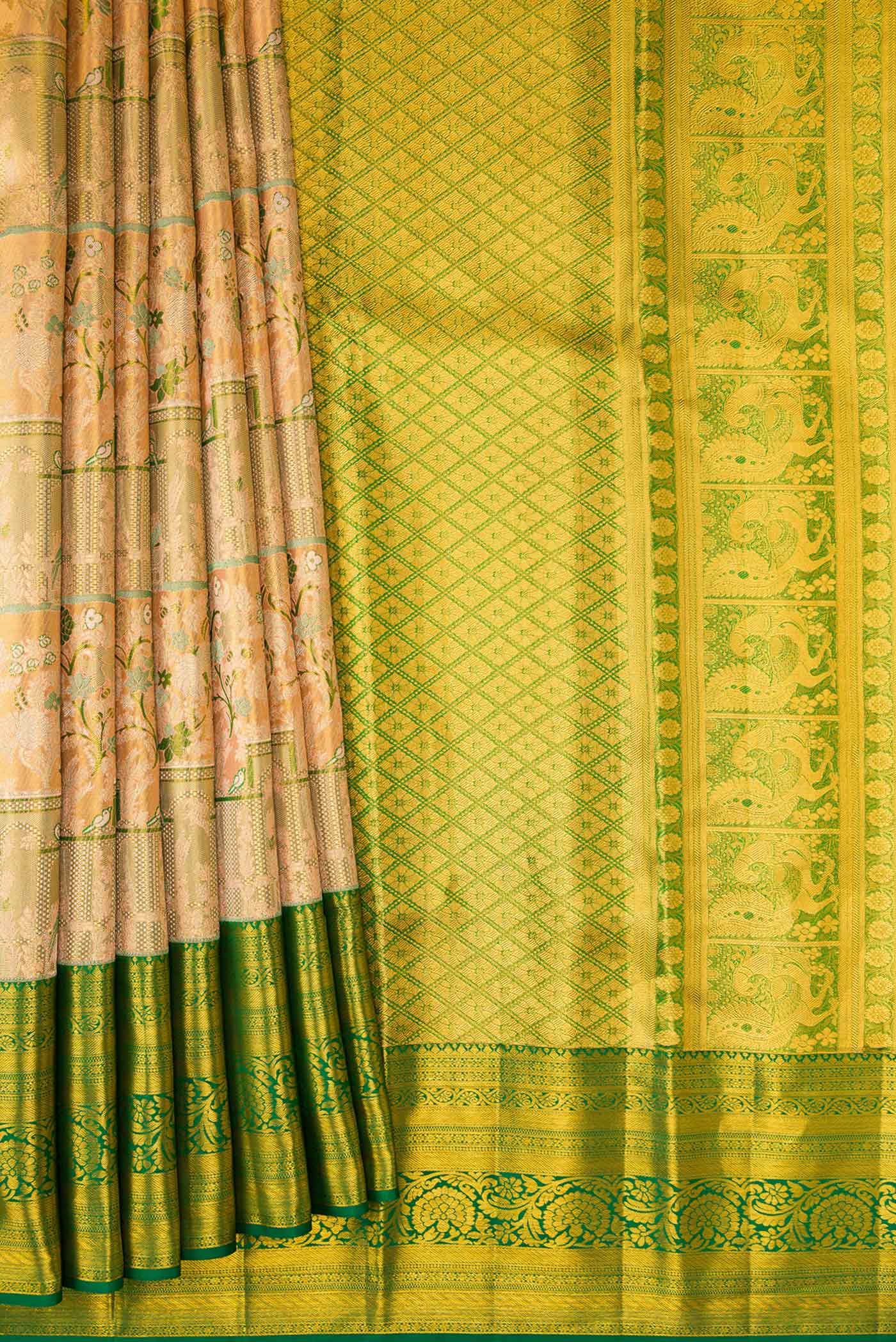 Multi Color Kanchipuram Tissue Silk Saree - Image 4