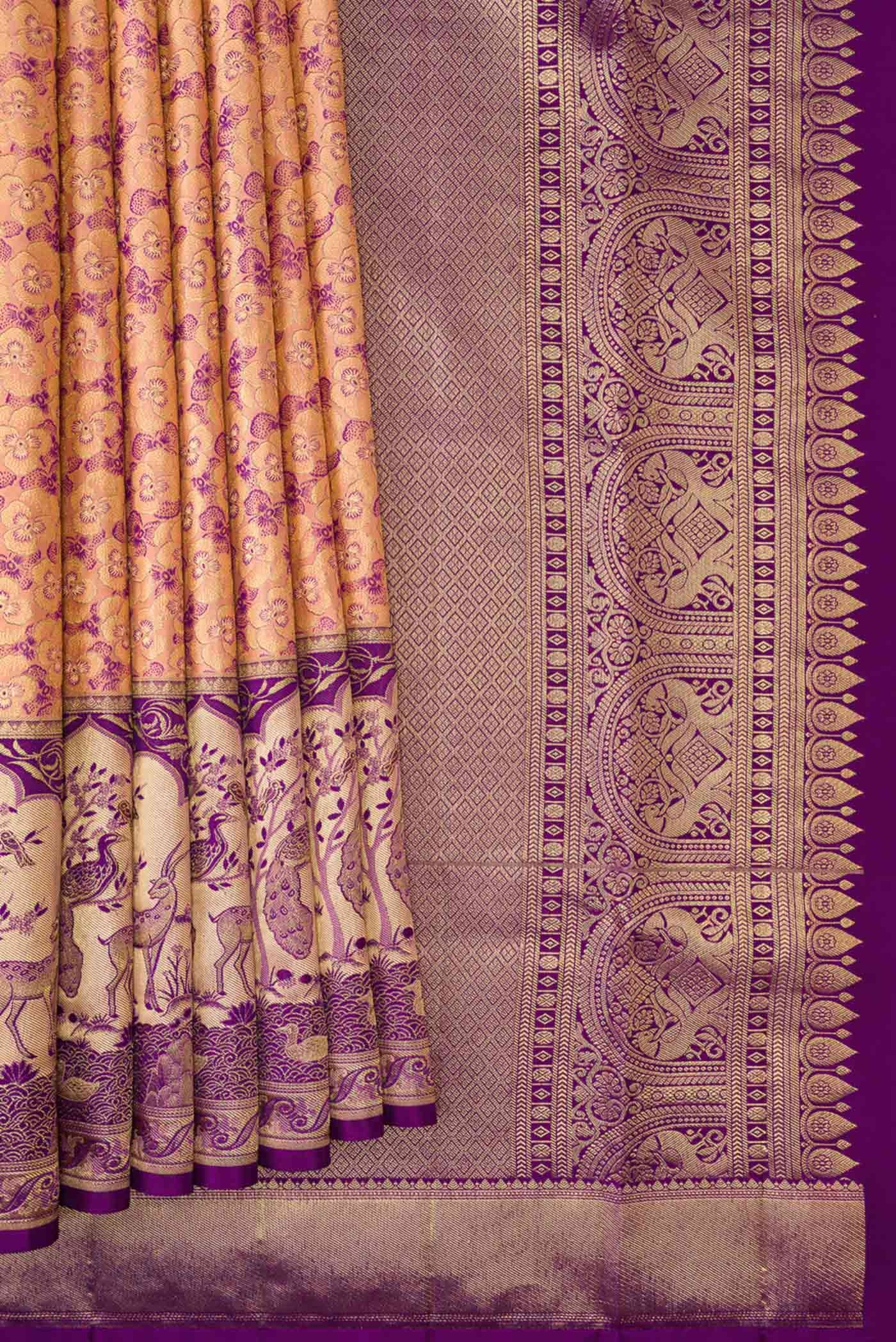 Peach Kanjivaram Silk Saree - Image 4