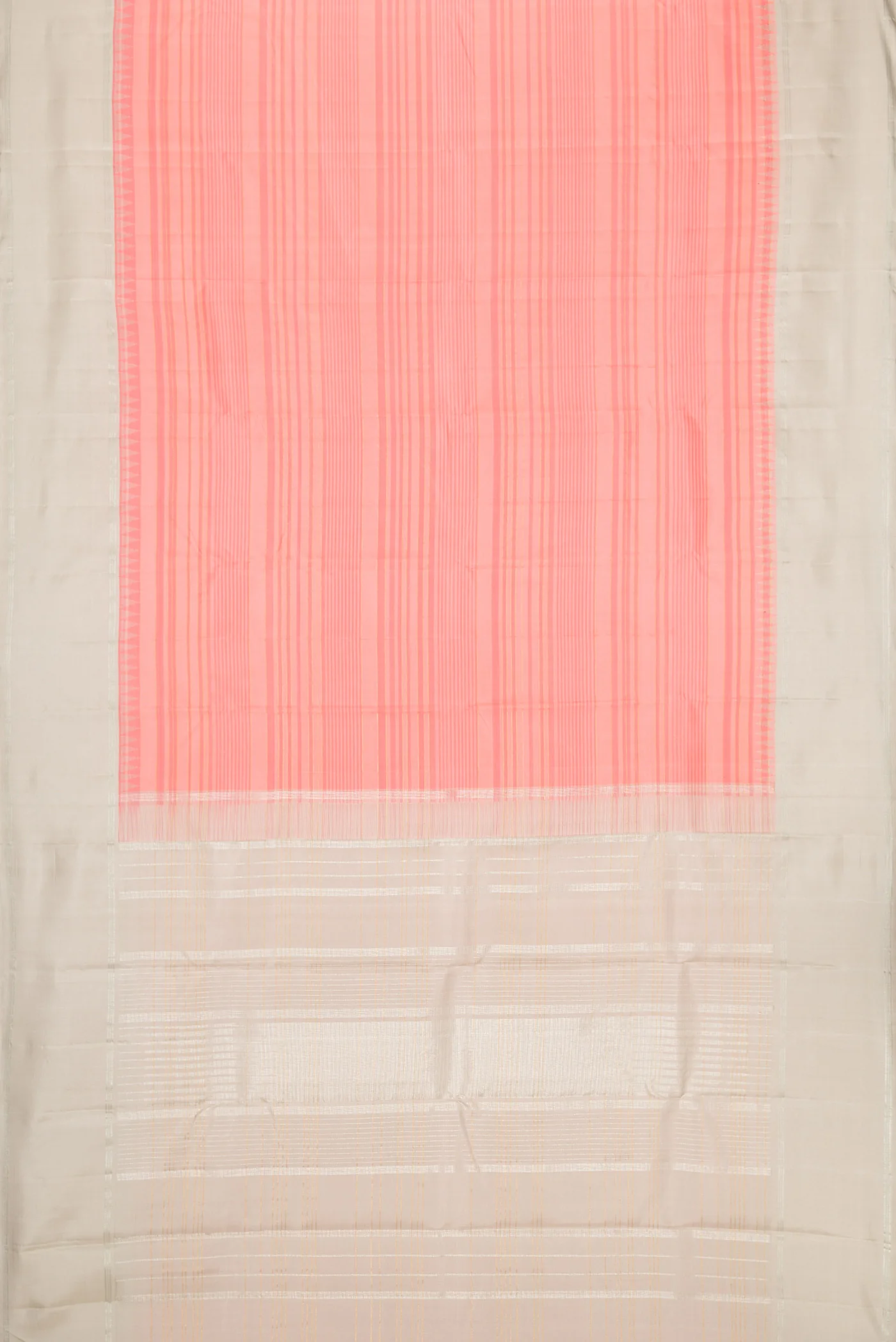 Pure Silk Pure Zari Coral Kanjivaram Saree - Image 6