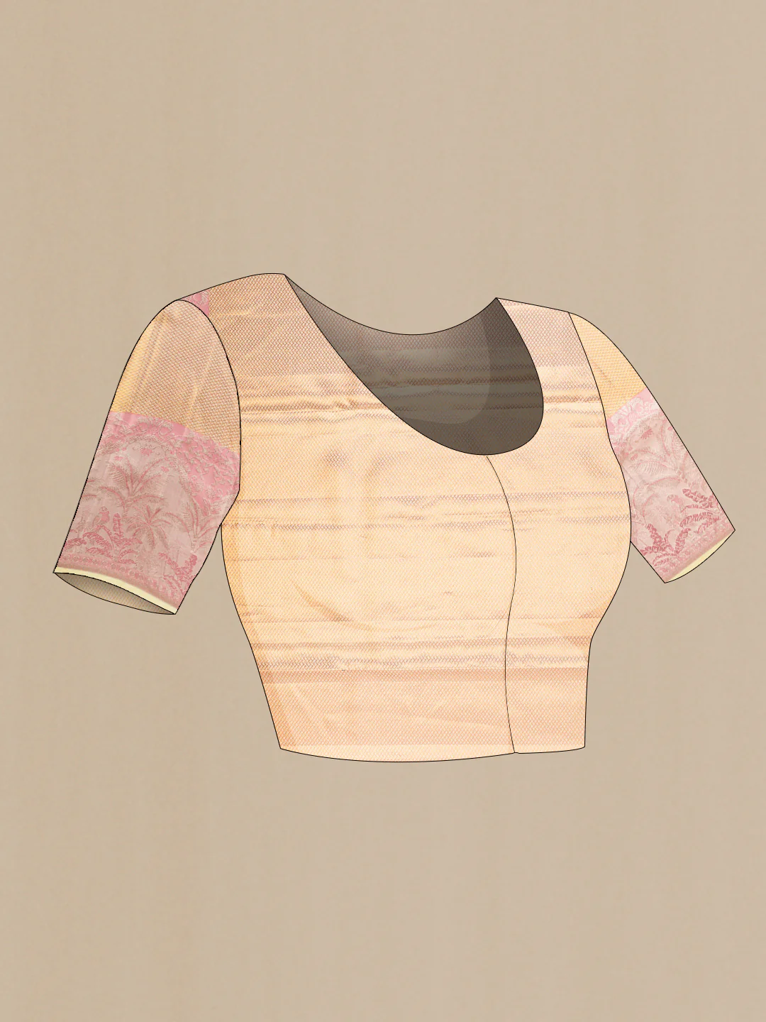 Peach Dual Tone Kanjivaram Tissue Silk Saree - Image 5