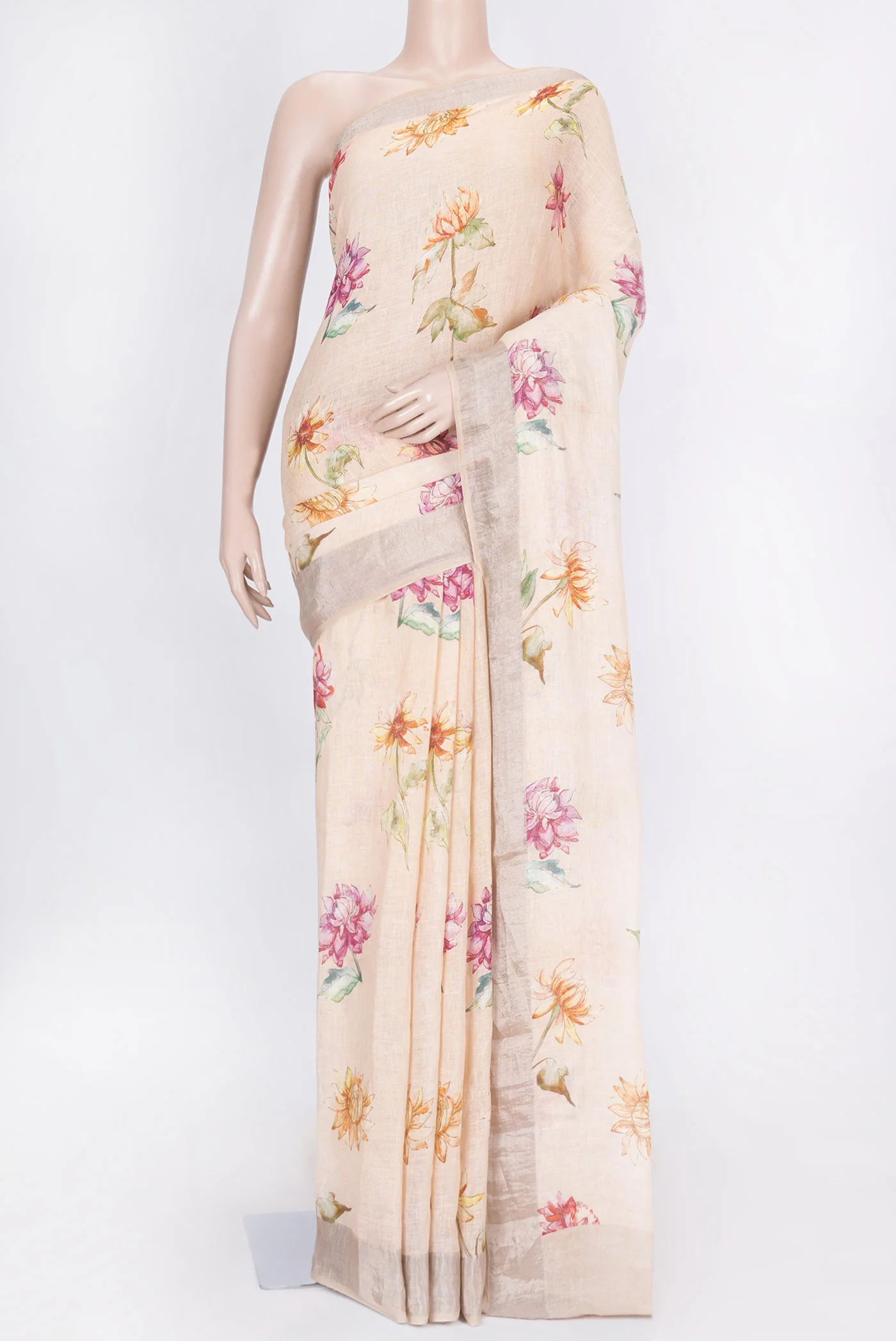 Peach Dual Tone Linen Saree
