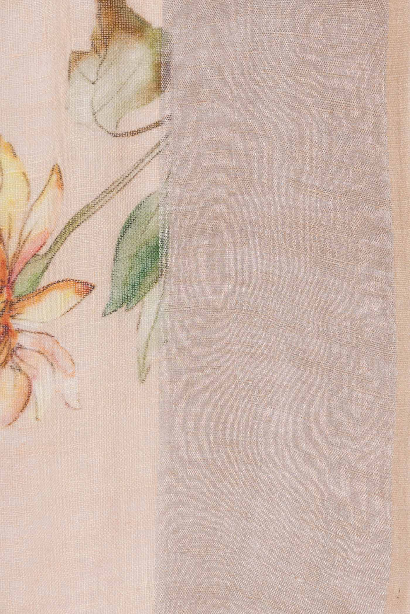 Peach Dual Tone Linen Saree - Image 3