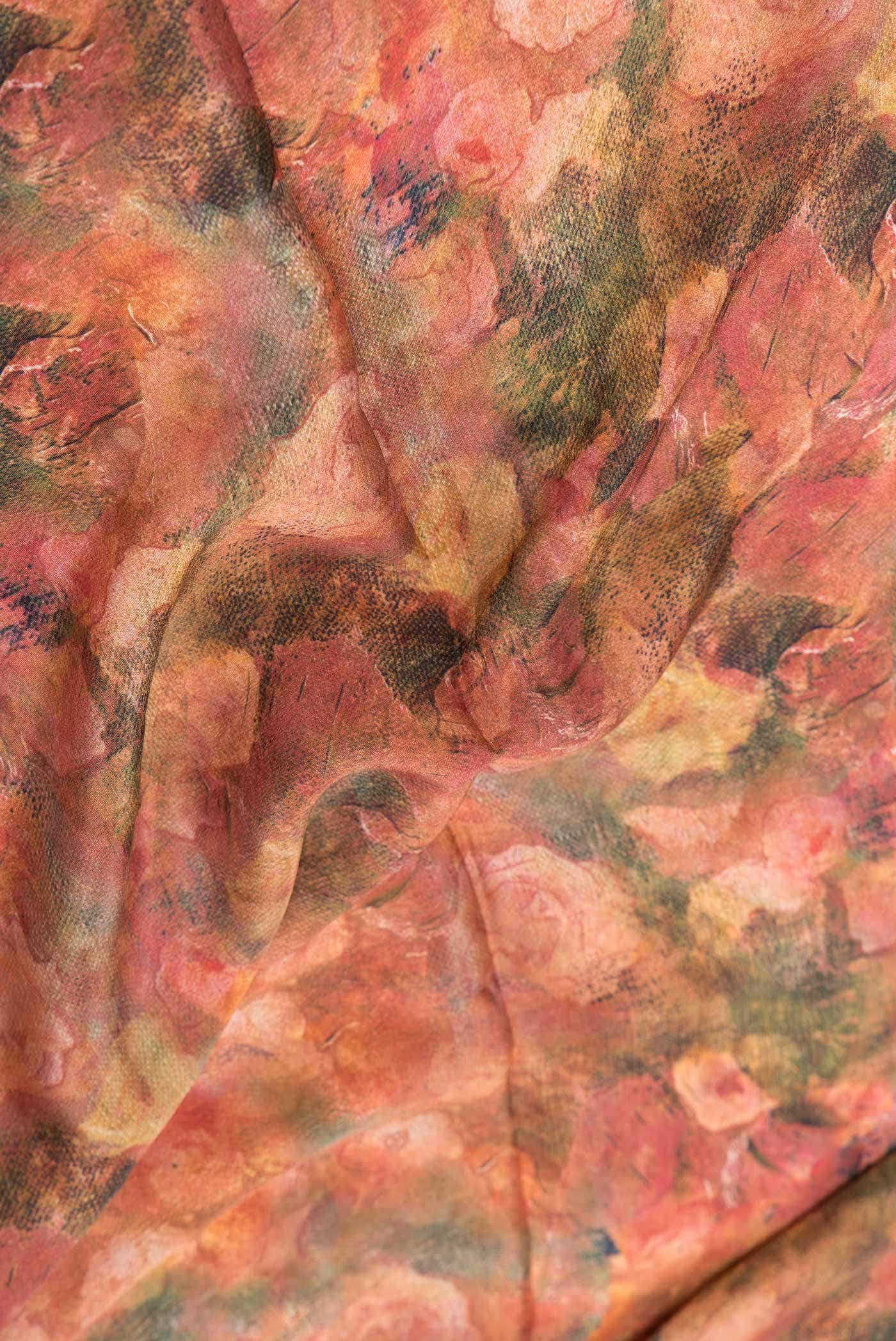Peach Dual Tone Mysore Crepe Saree - Image 3