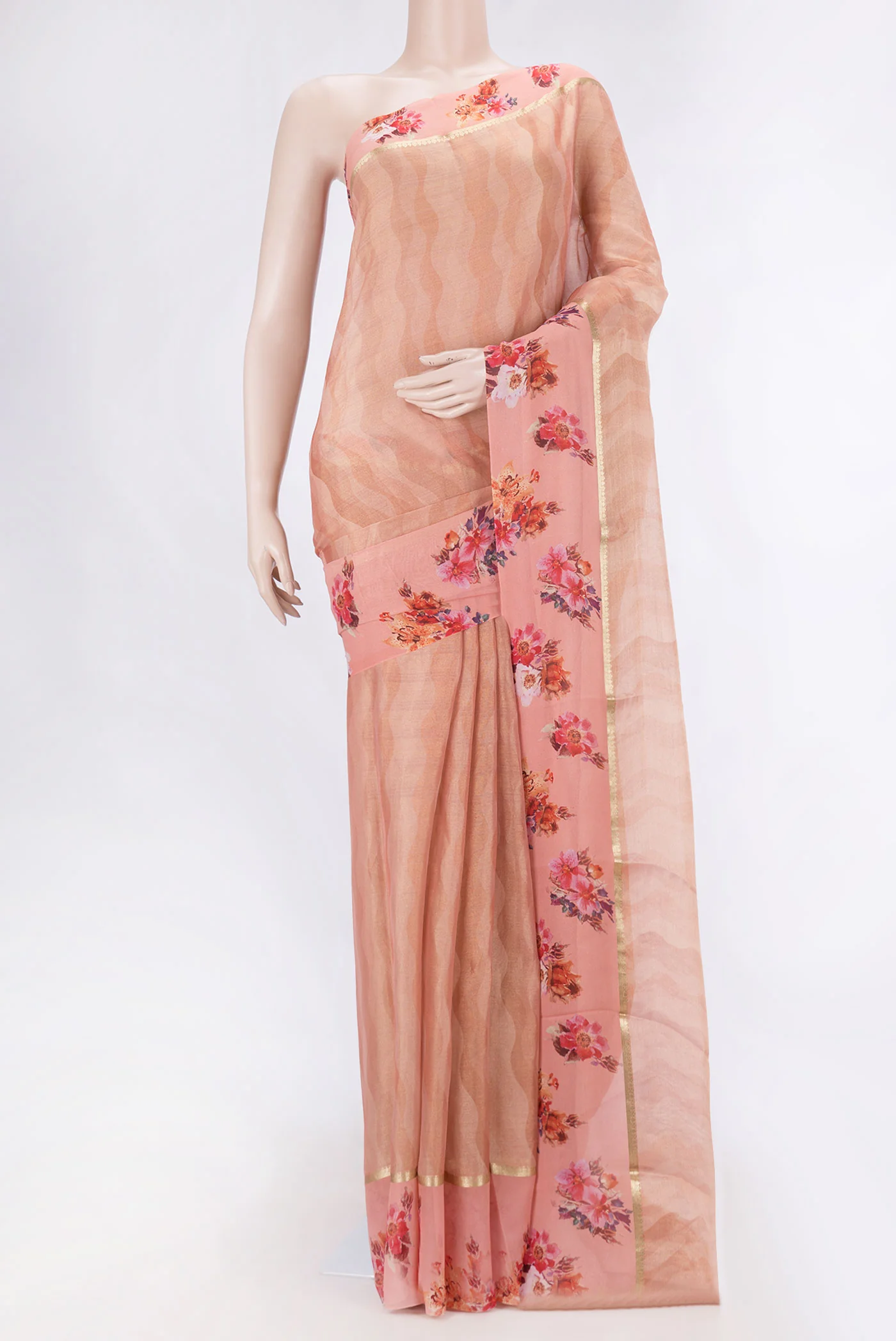 Peach Dual Tone Mysore Georgette Saree