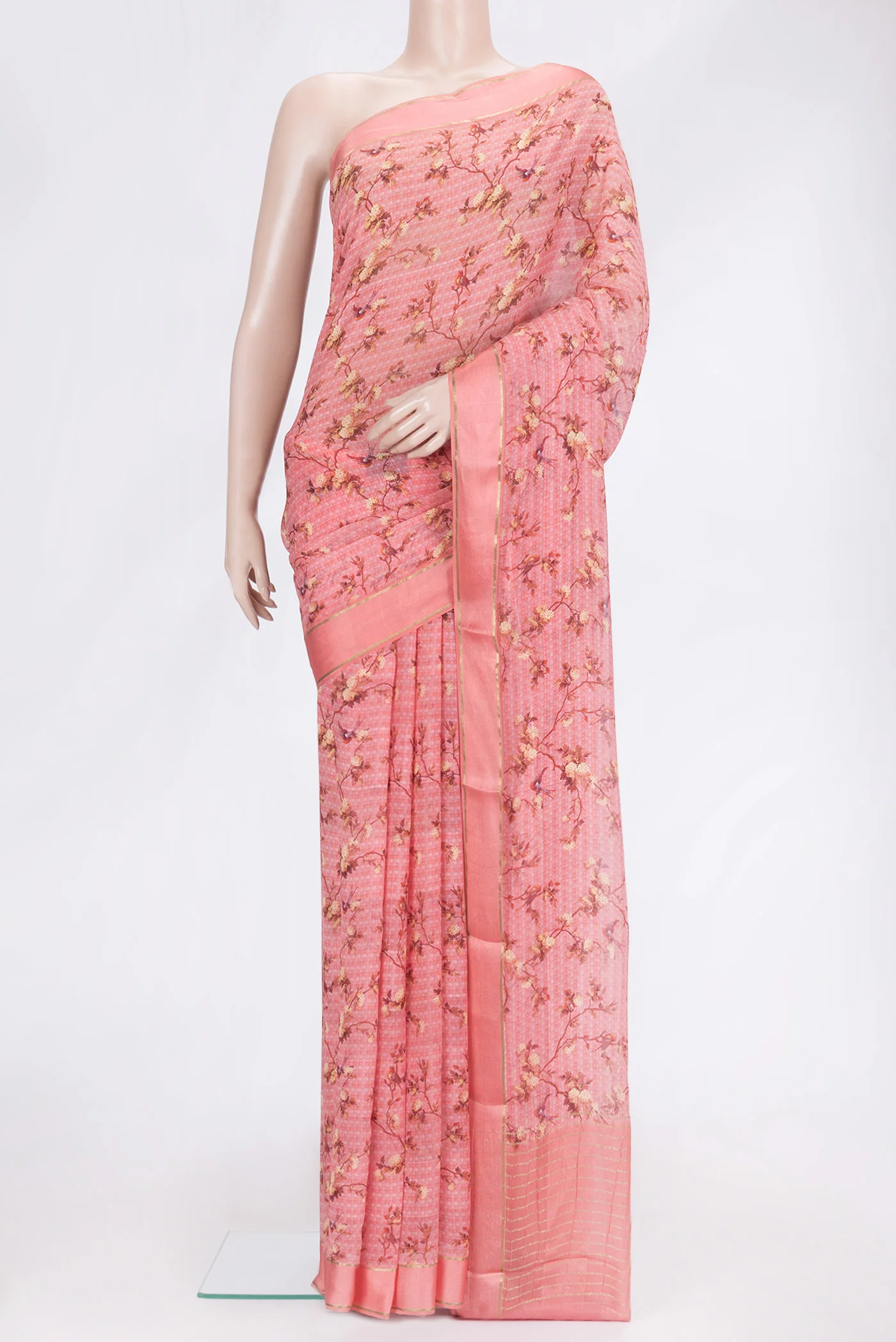 Peach Mysore Georgette Saree
