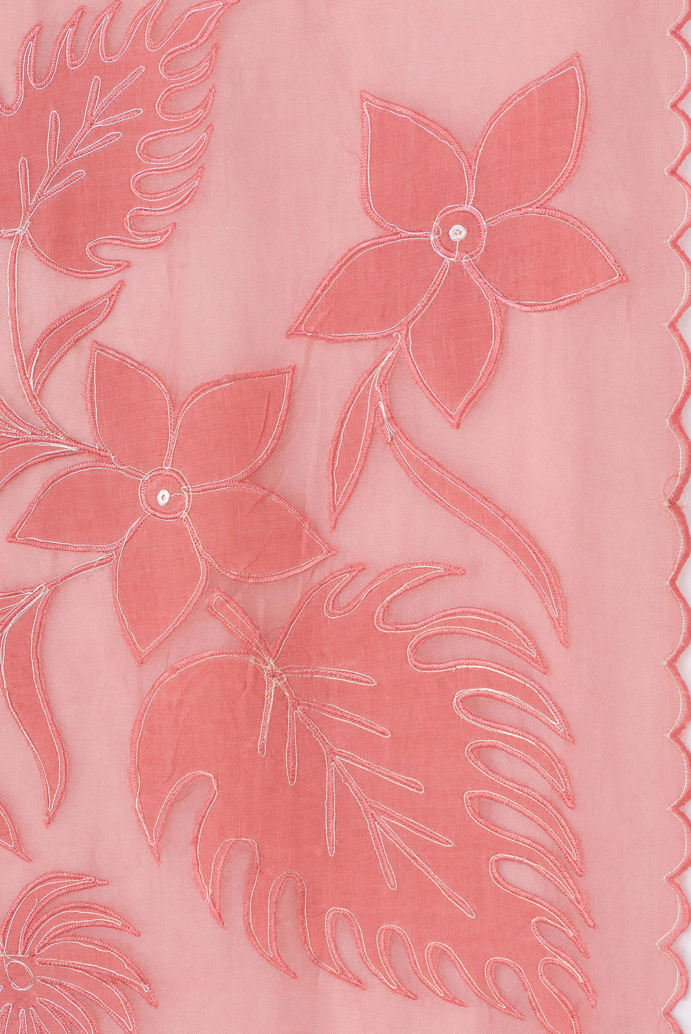 Coral Organza Silk Saree - Image 3