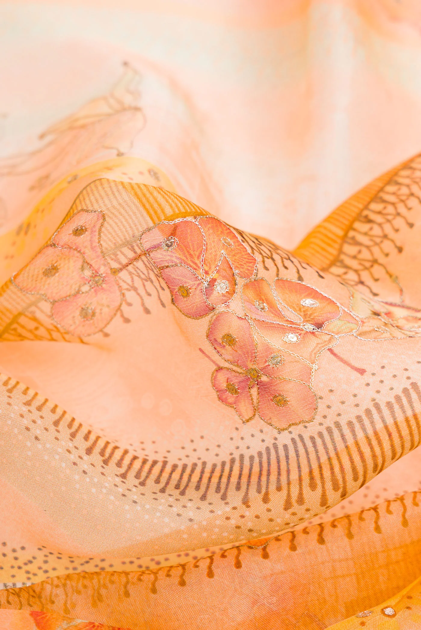 Peach Organza Silk Saree - Image 2