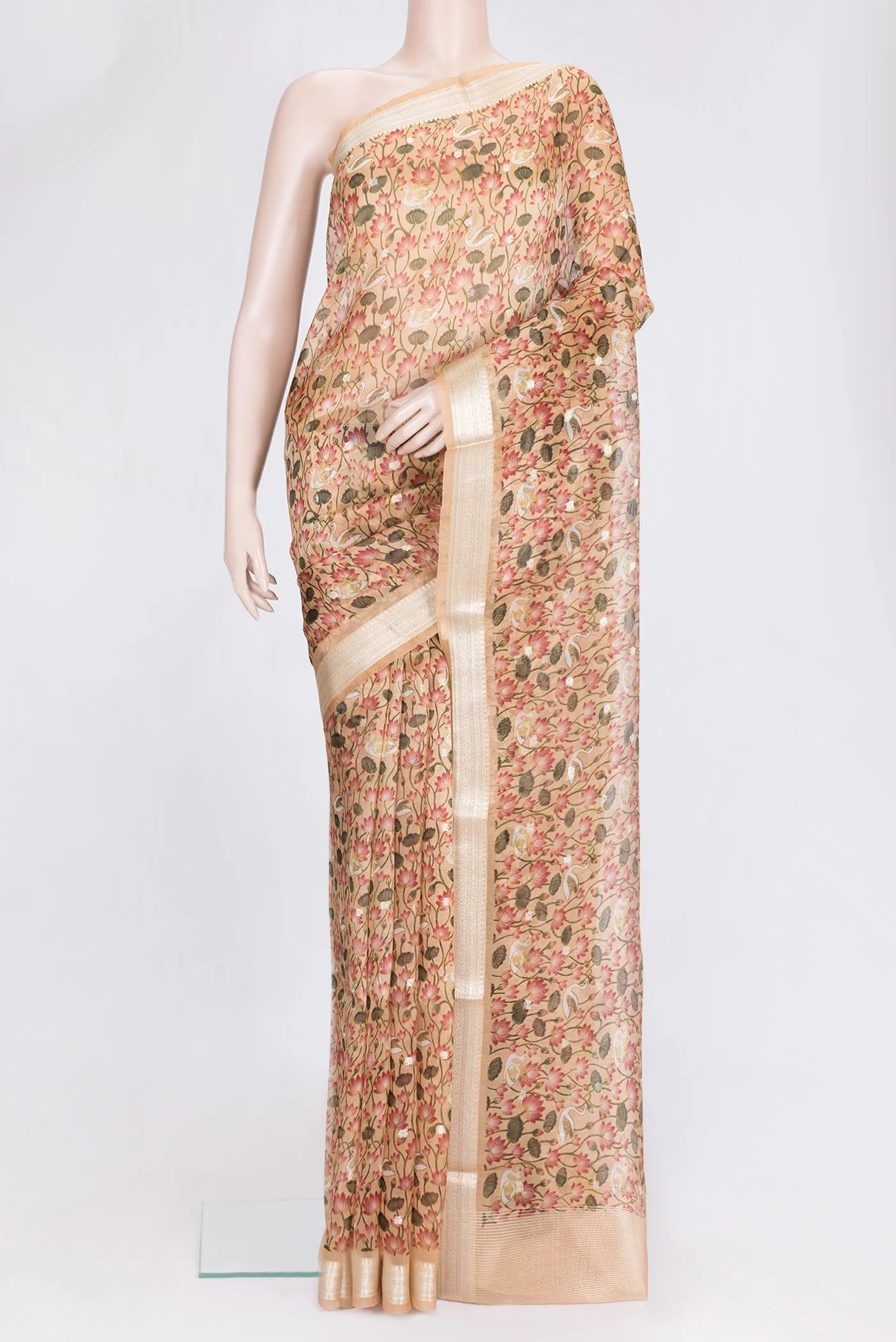 Peach Organza Silk Saree