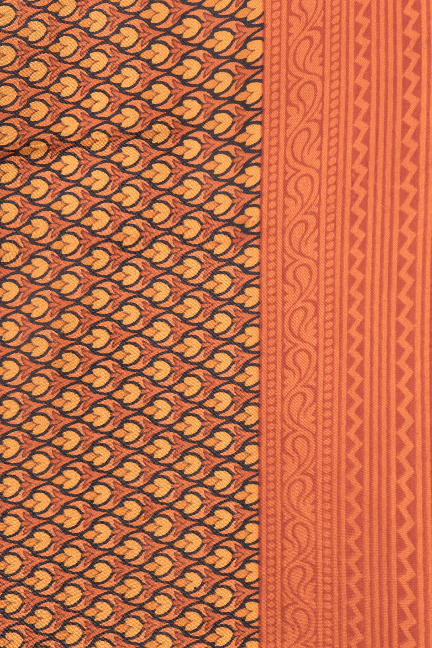 Orange Printed Silk Saree - Image 3