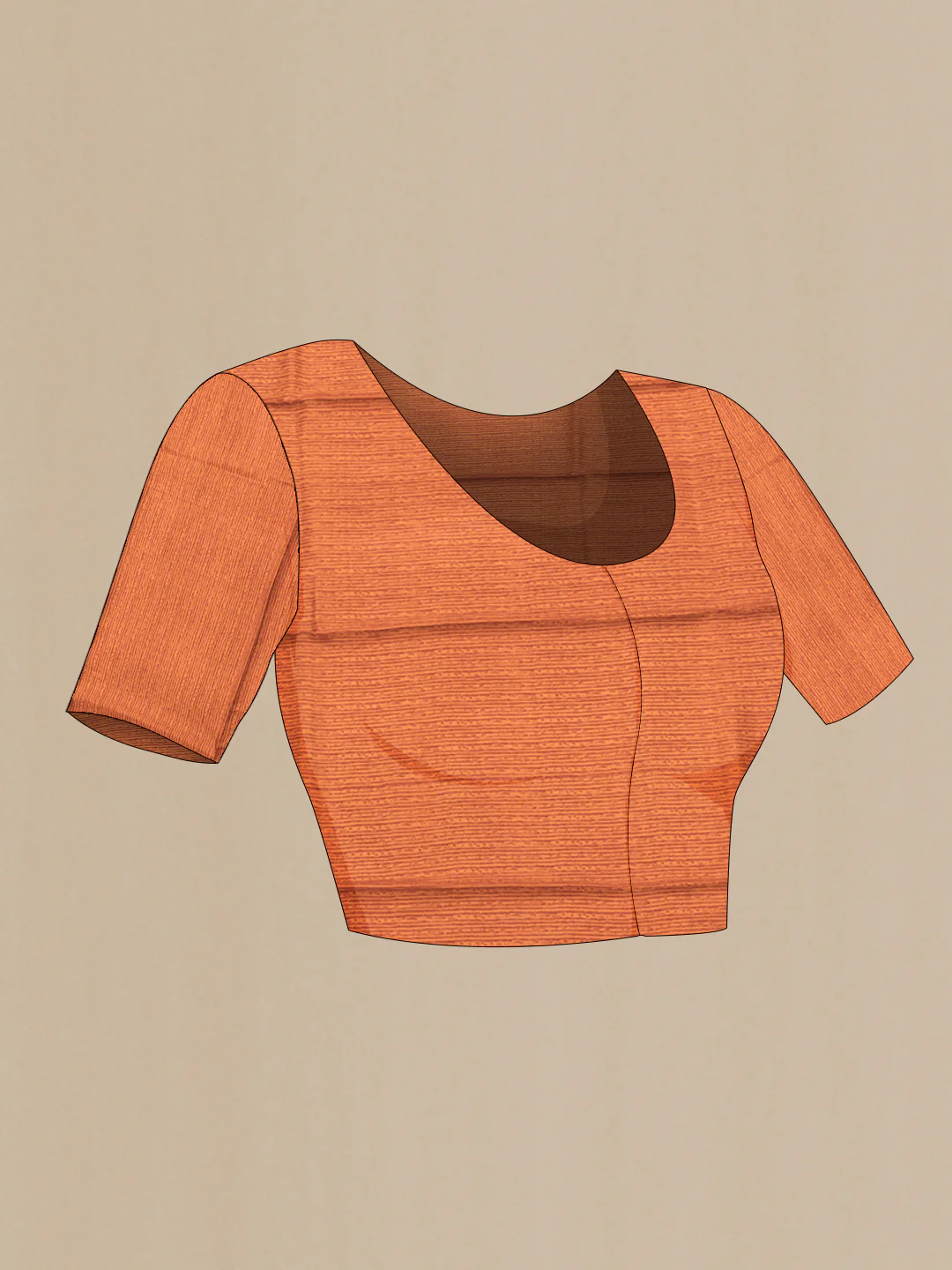 Rust Printed Silk Saree - Image 4