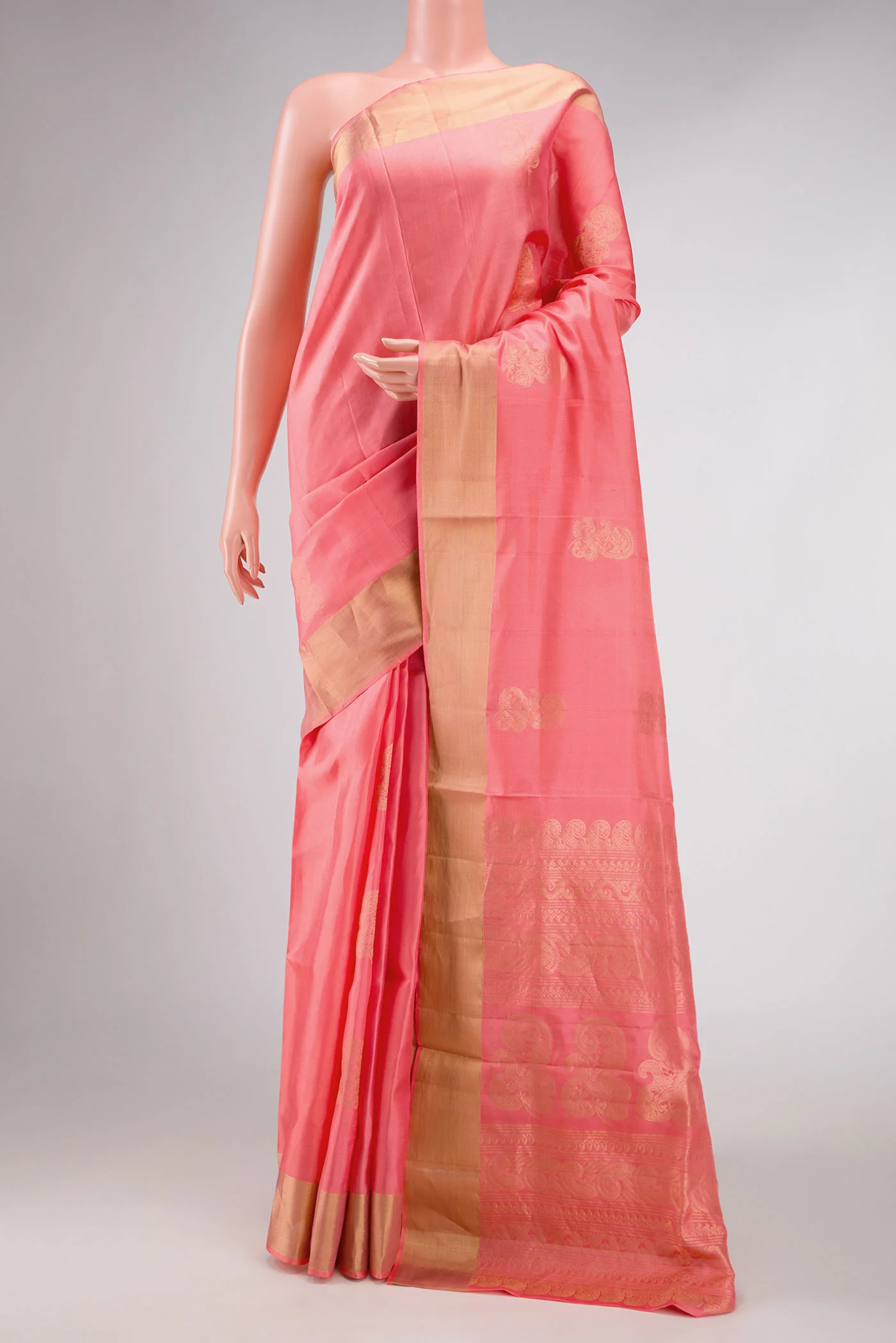 Peach Dual Tone Soft Silk Saree