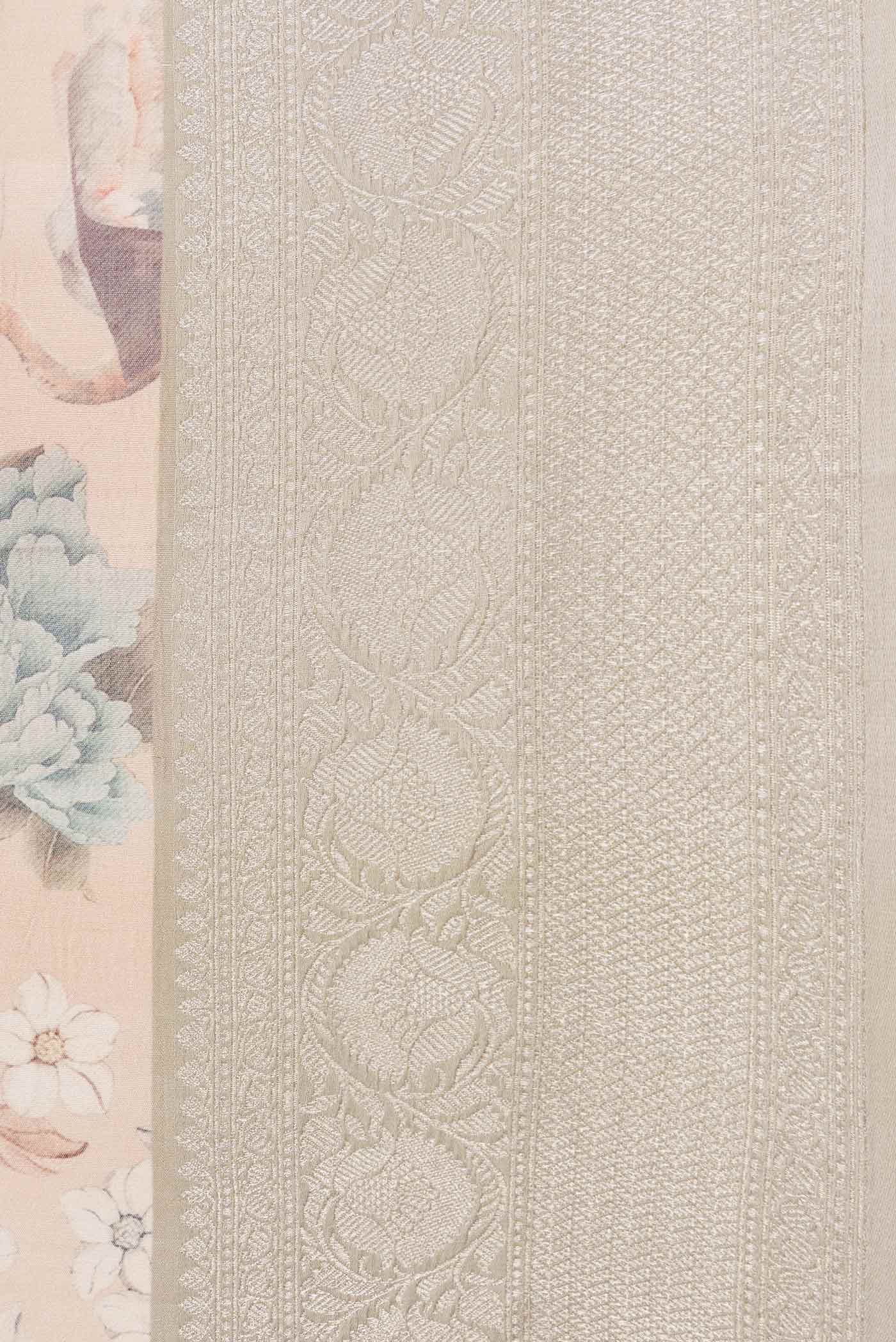 Peach Tussar Saree - Image 3