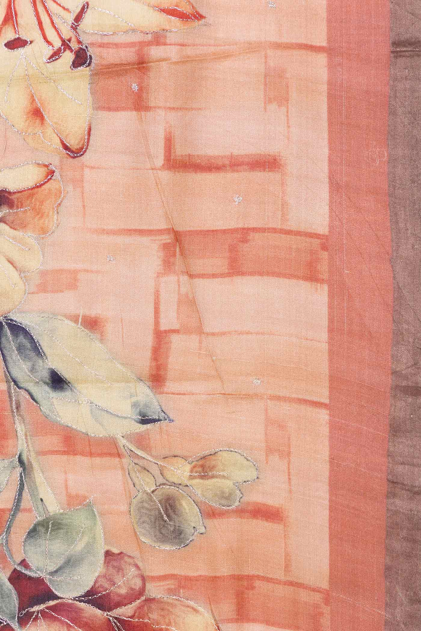Peach Dual Tone Tussar Silk Saree - Image 3