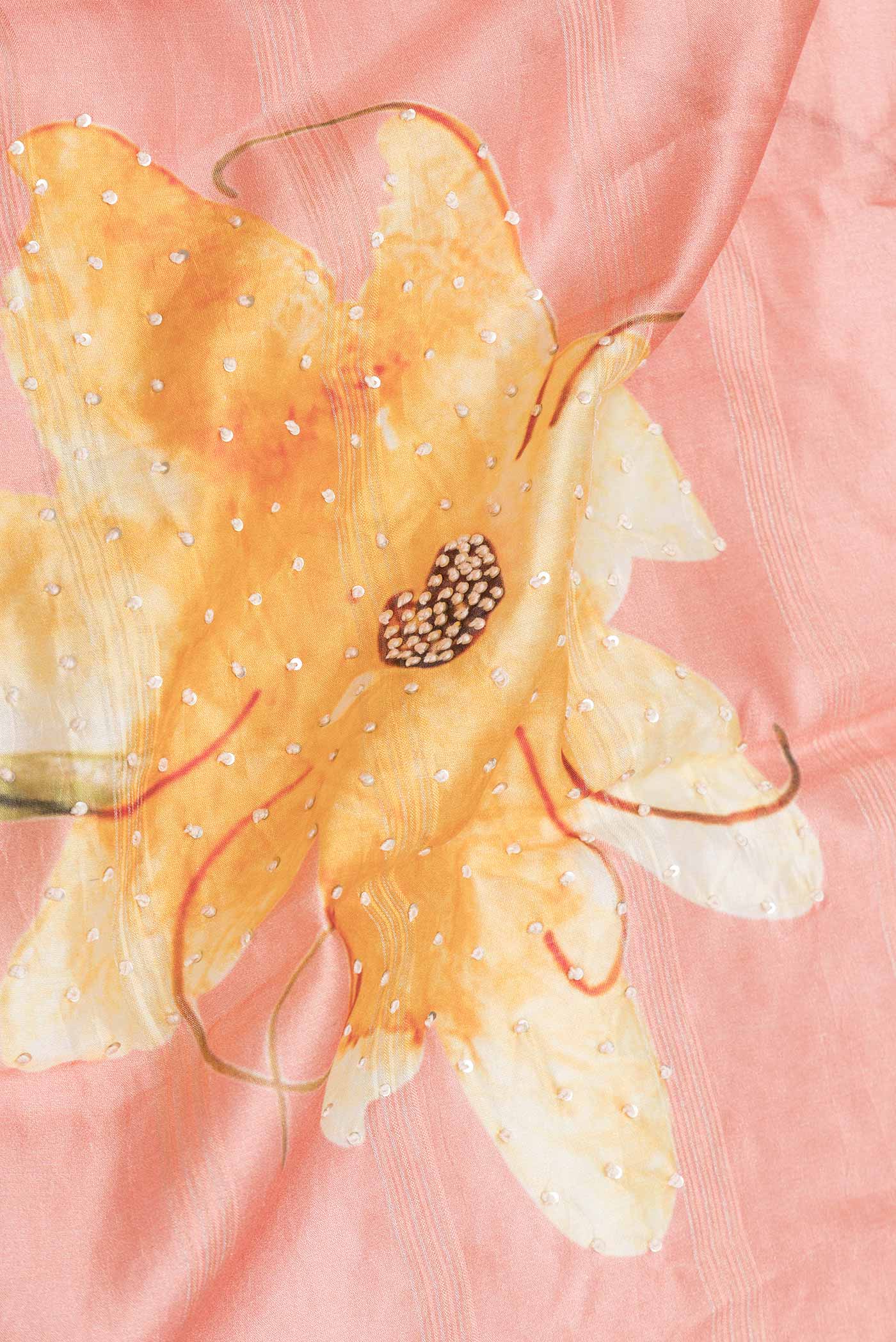 Peach Dual Tone Tussar Silk Saree - Image 2