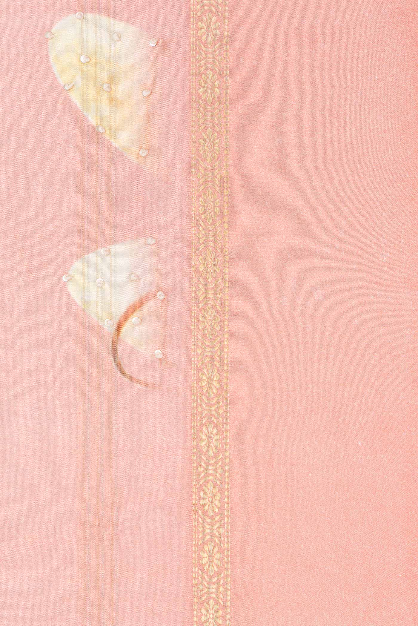 Peach Dual Tone Tussar Silk Saree - Image 3