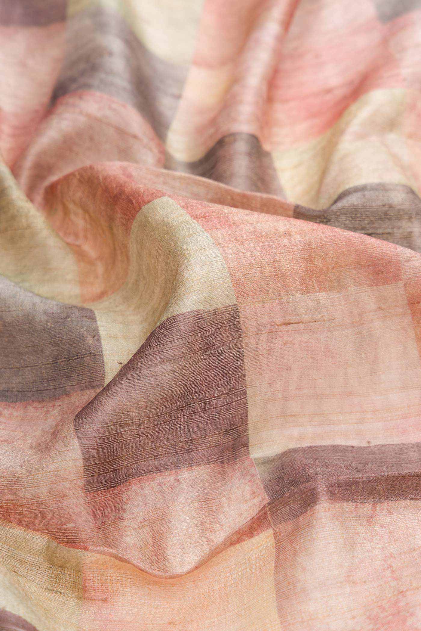 Peach Dual Tone Tussar Silk Saree - Image 2