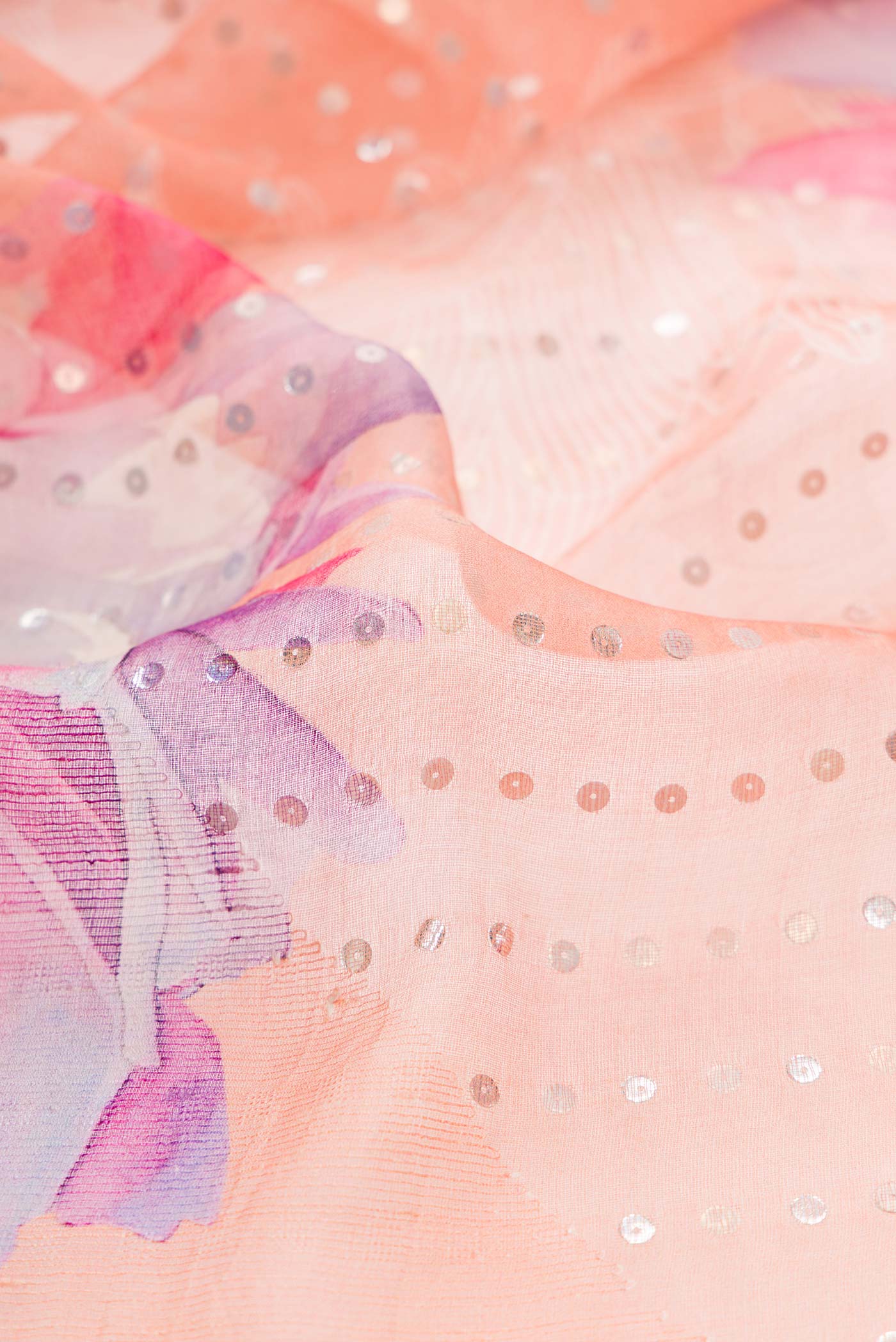 Peach Dual Tone Tussar Silk Saree - Image 2