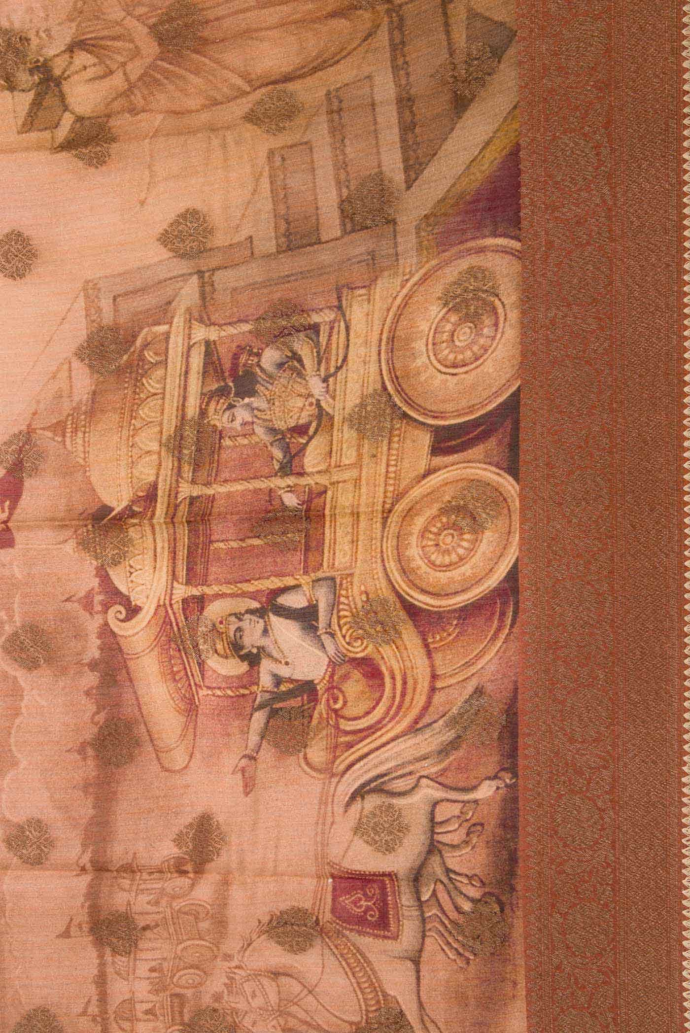 Peach Dual Tone Tussar Silk Saree - Image 3