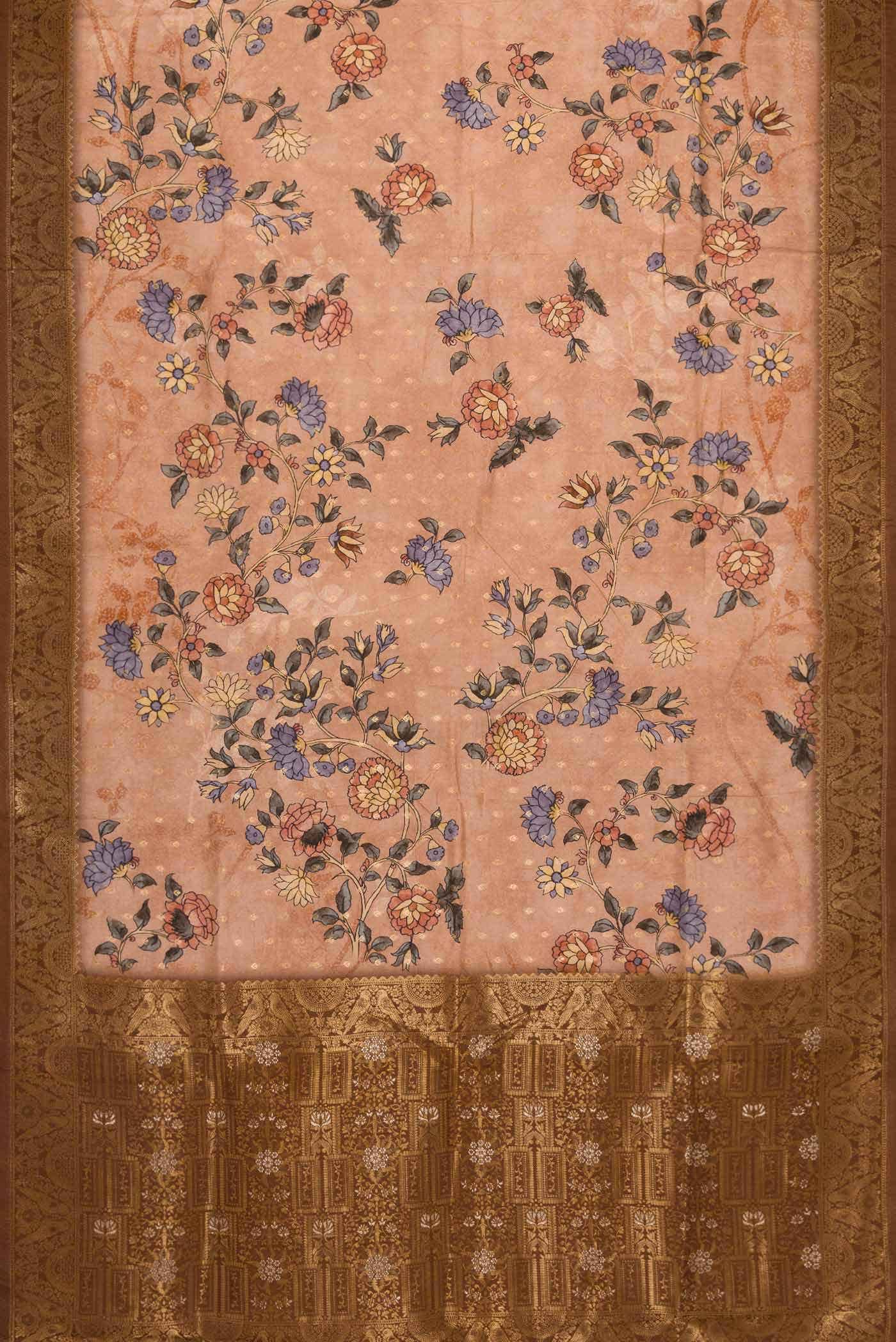 Peach Dual Tone Tussar Silk Saree - Image 2