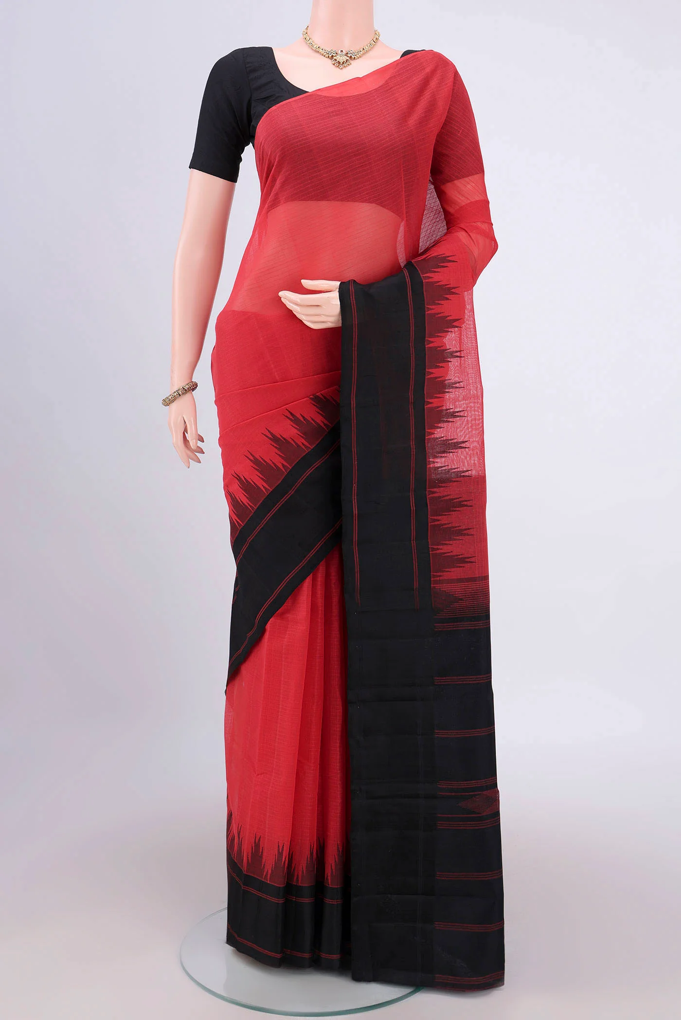 Coral Kanchi Cotton Saree